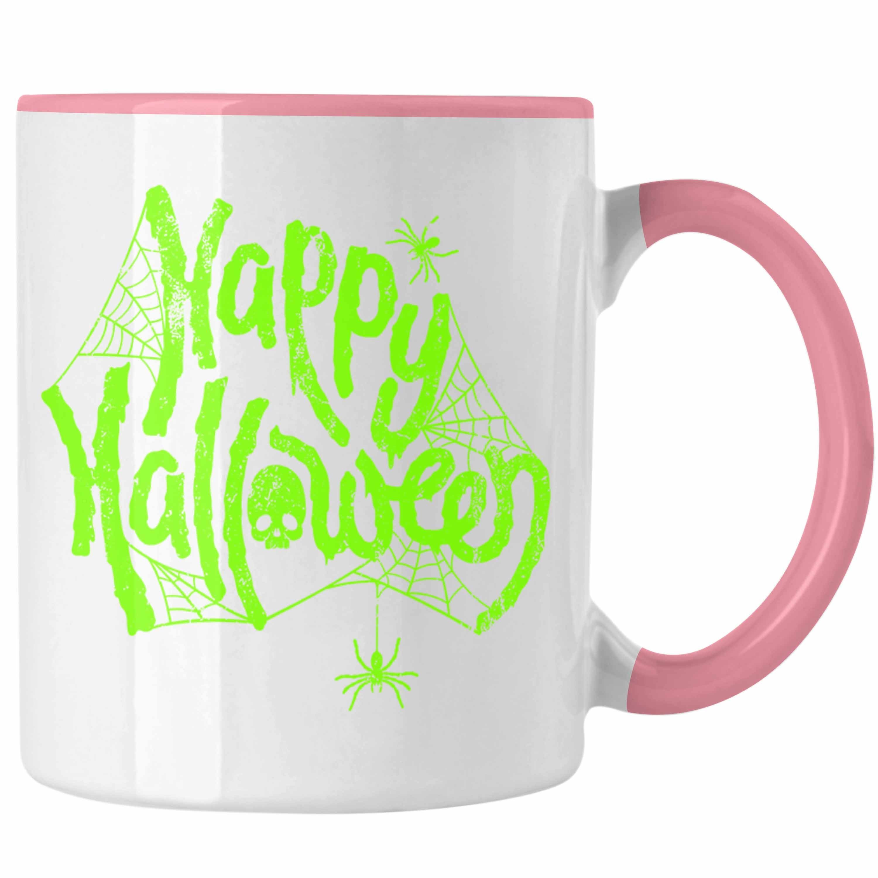 Trendation Tasse Halloween Tasse Kürbis Dekoration Becher Boo Geist Daumen Runter Rosa