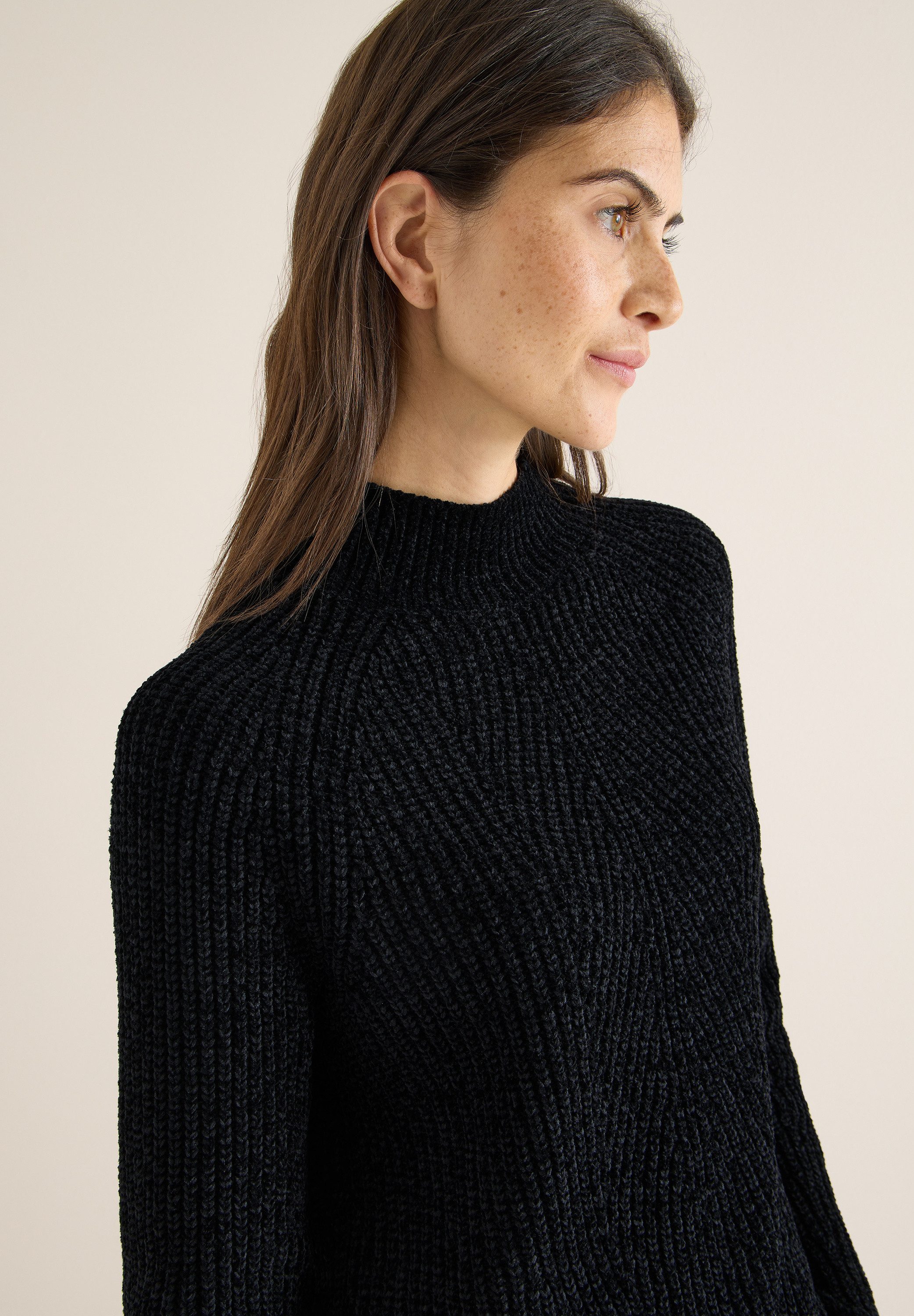 CECIL Stehkragenpullover mit feiner Struktur