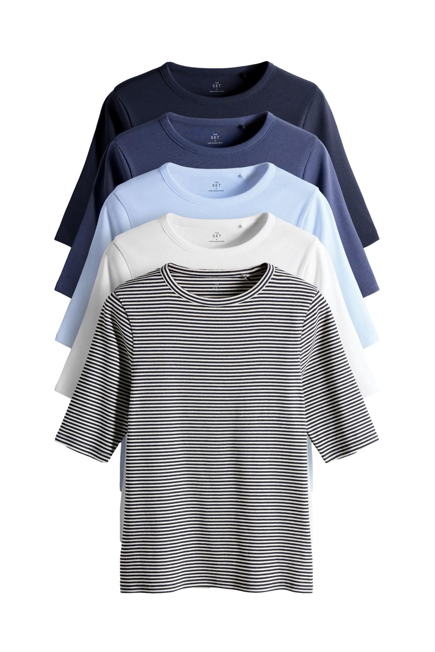 The Set T-Shirt The Set Gerippte T-Shirts mit 3/4-Ärmeln, 5er-Pack (5-tlg) günstig online kaufen
