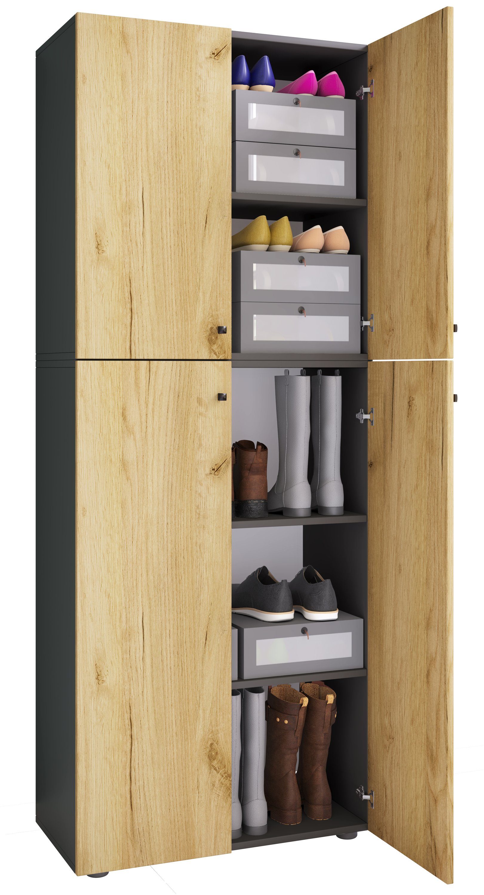 Kleiderschrank Schlafzimmerschrank Lona B. 70 x H. 184 x T. 40