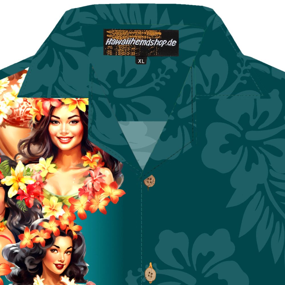 Hawaiihemdshop.de Hawaiihemd Hawaii Hemd Herren Baumwolle Kurzarm Hawaiihemd mit Blüten