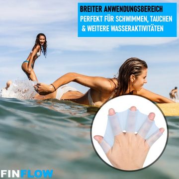 MAVURA Flosse FINFLOW Silikon Schwimmhandschuhe Schwimmhäute für Finger, Schwimmflossen Handschuhe Schwimmpaddel [2er Set]