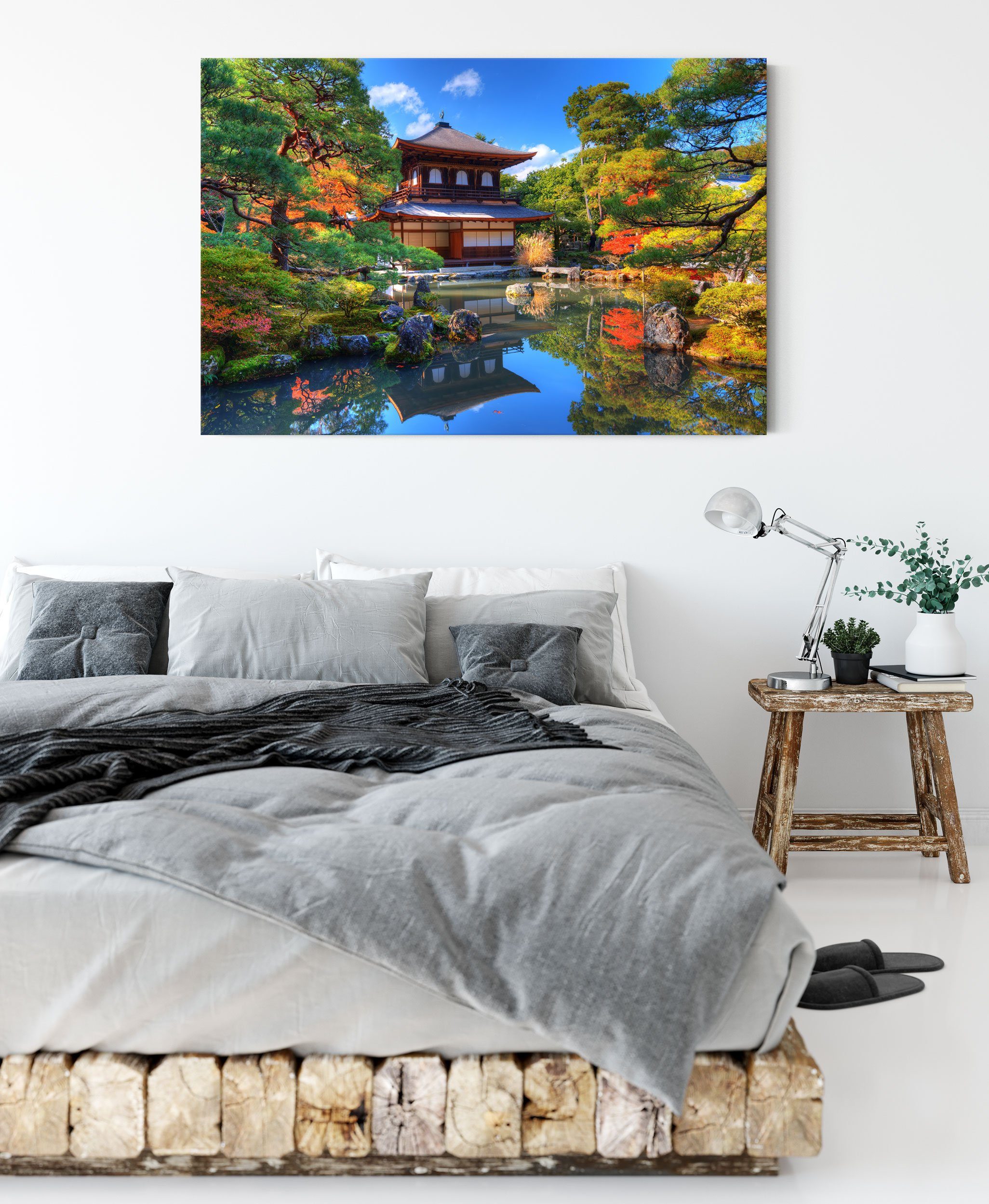 Pixxprint Leinwandbild Ginkaku-ji-Tempel in Kyoto, Ginkaku-ji-Tempel in Kyoto (1 St), Leinwandbild fertig bespannt, inkl. Zackenaufhänger