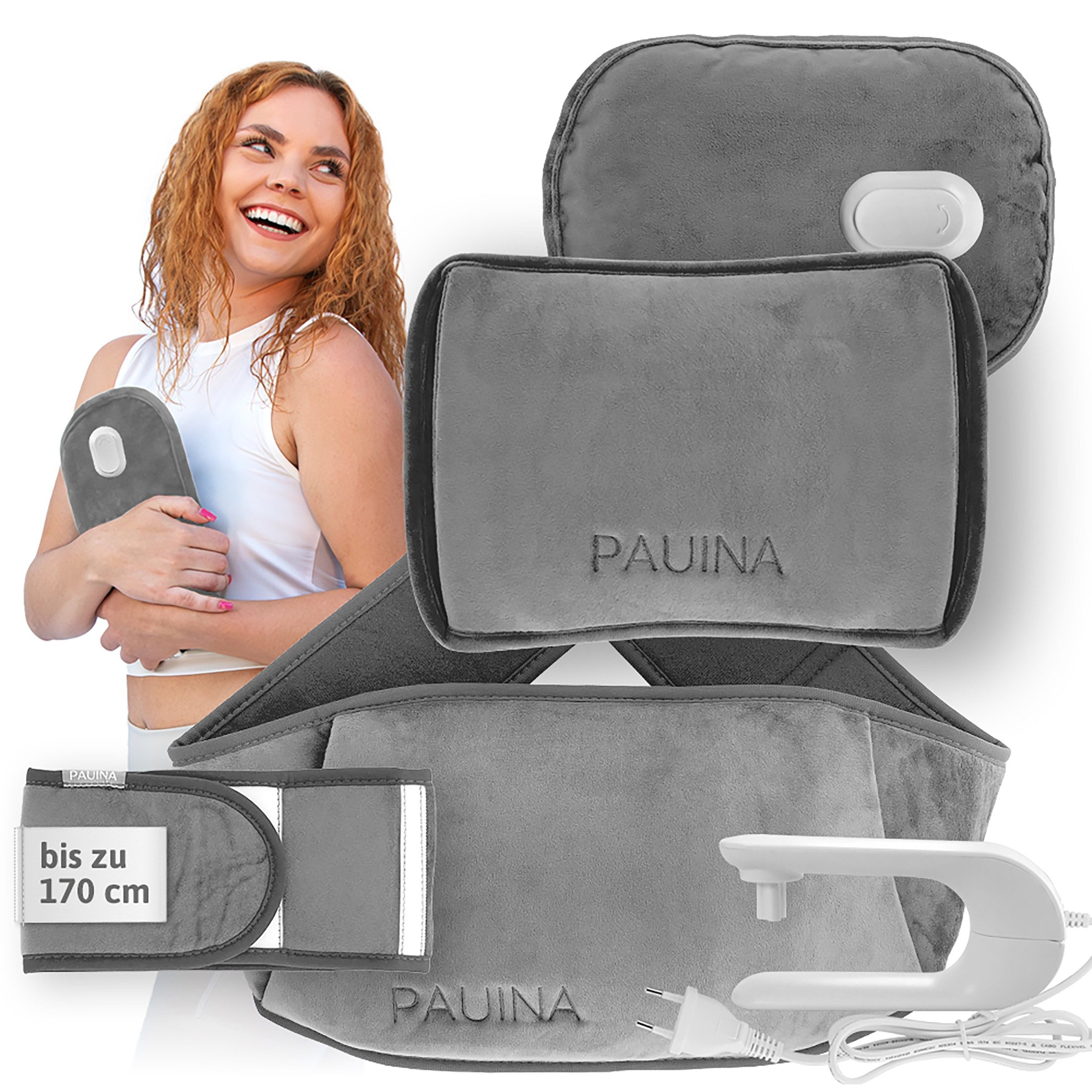 Pauina Wärmflasche die smarte Wärmflasche, 5-teiliges Set, bis zu 10 Std. Wärme, (Leistung 380 Watt, 220-240 V~, 50/60 Hz), Auslaufsicher