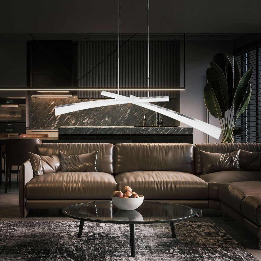 WOFI LED-Hängeleuchte, LED-Leuchtmittel fest verbaut, Warmweiß, LED Hängeleuchte Esstisch Pendelleuchte silber Modern