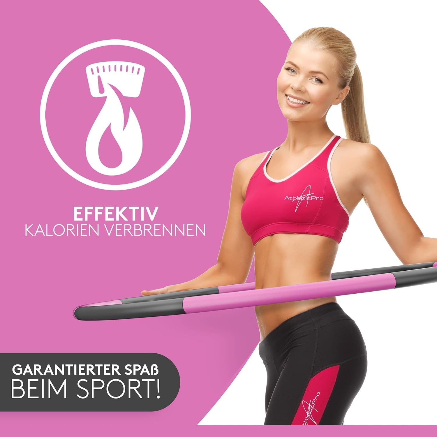AthleticPro Hula-Hoop-Reifen inkl. Springseil und Tasche [0.75-1kg] (Fitness-Set), Steckbarer Hulahuppreif zum Abnehmen [6-8 Teile]