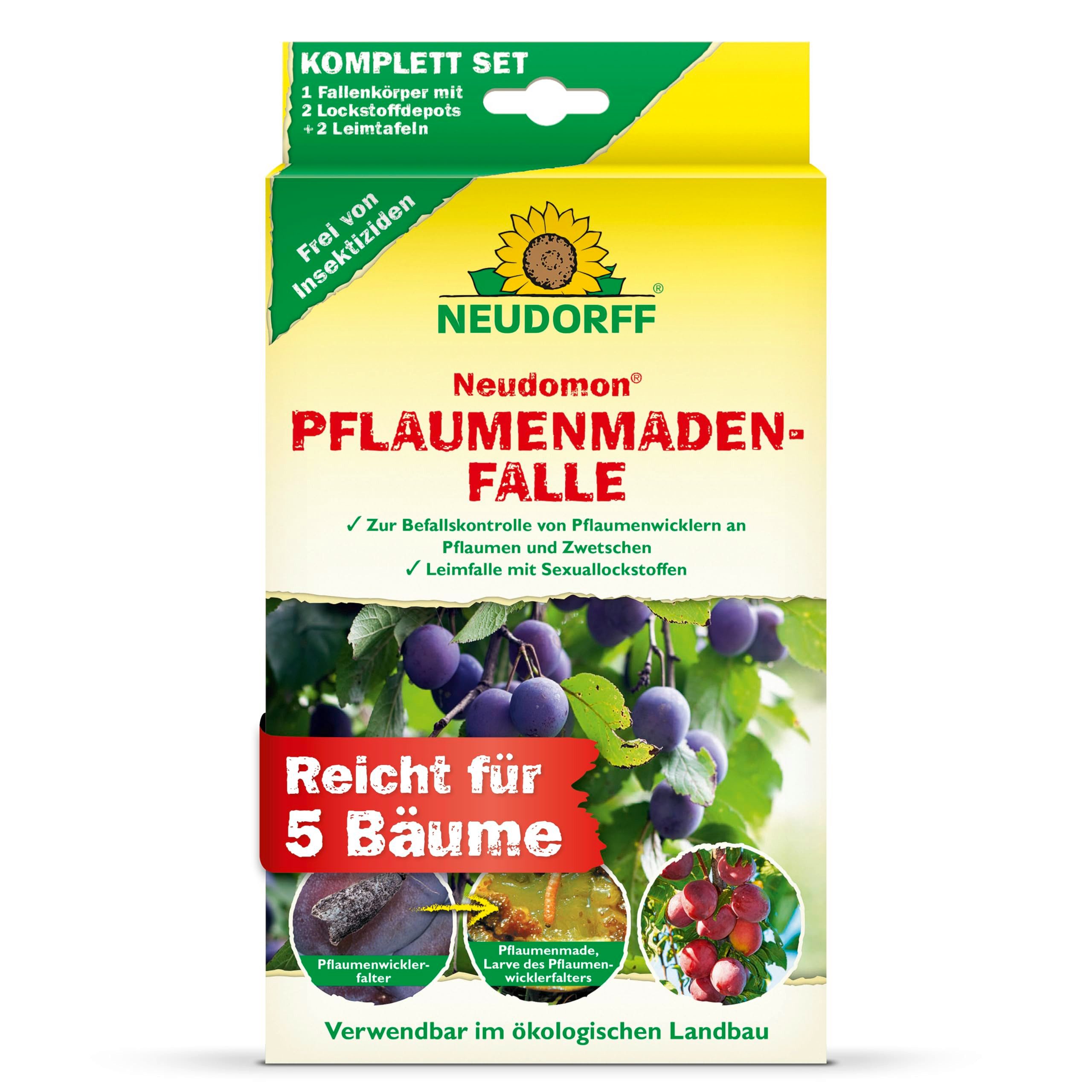 Neudorff Klebefalle Neudomon PflaumenmadenFalle 1 Stk., Pheromonfalle zur Befallskontrolle von Pflaumenwicklern