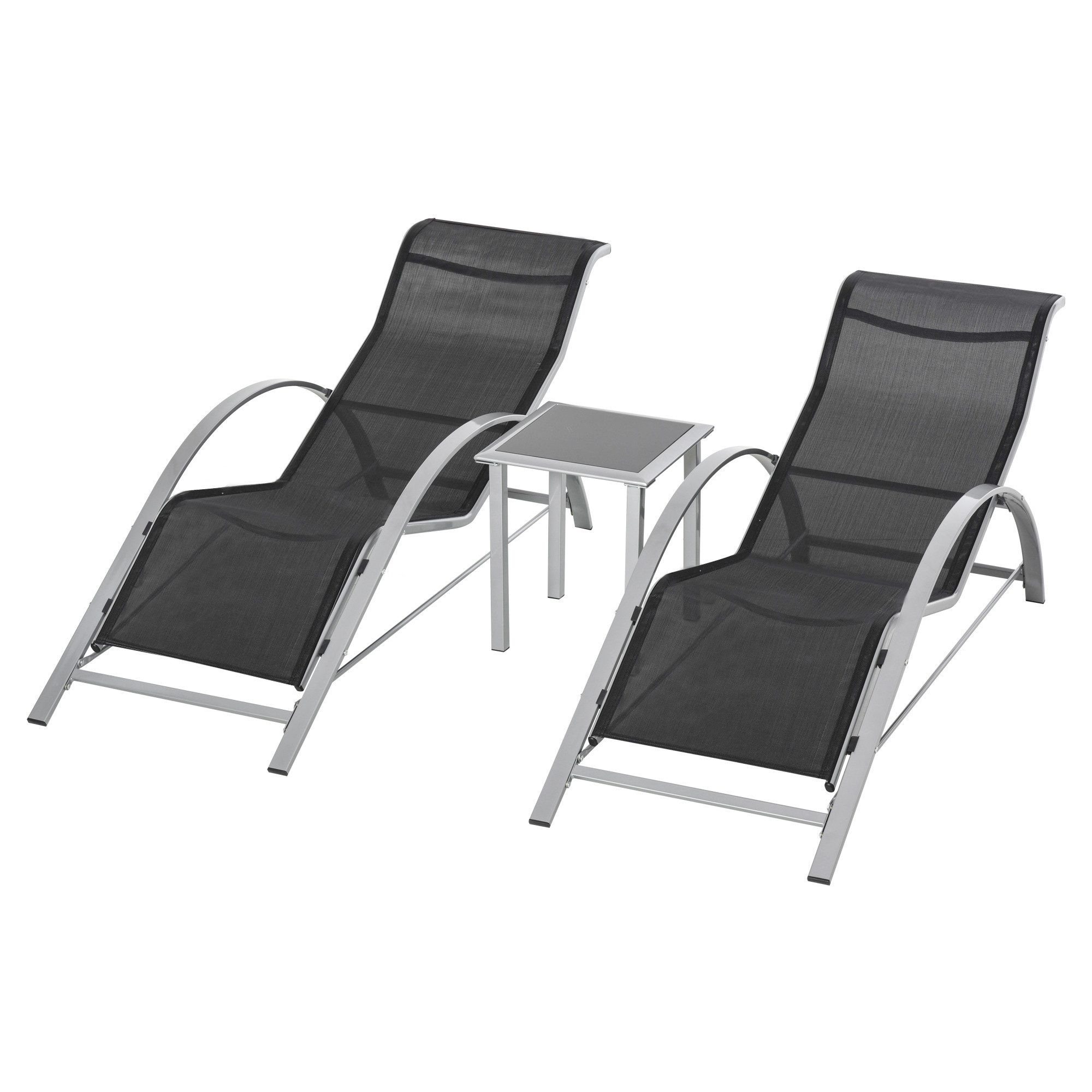 Outsunny Gartenliege Gartentischset Metall Mesh Silber günstig online kaufen