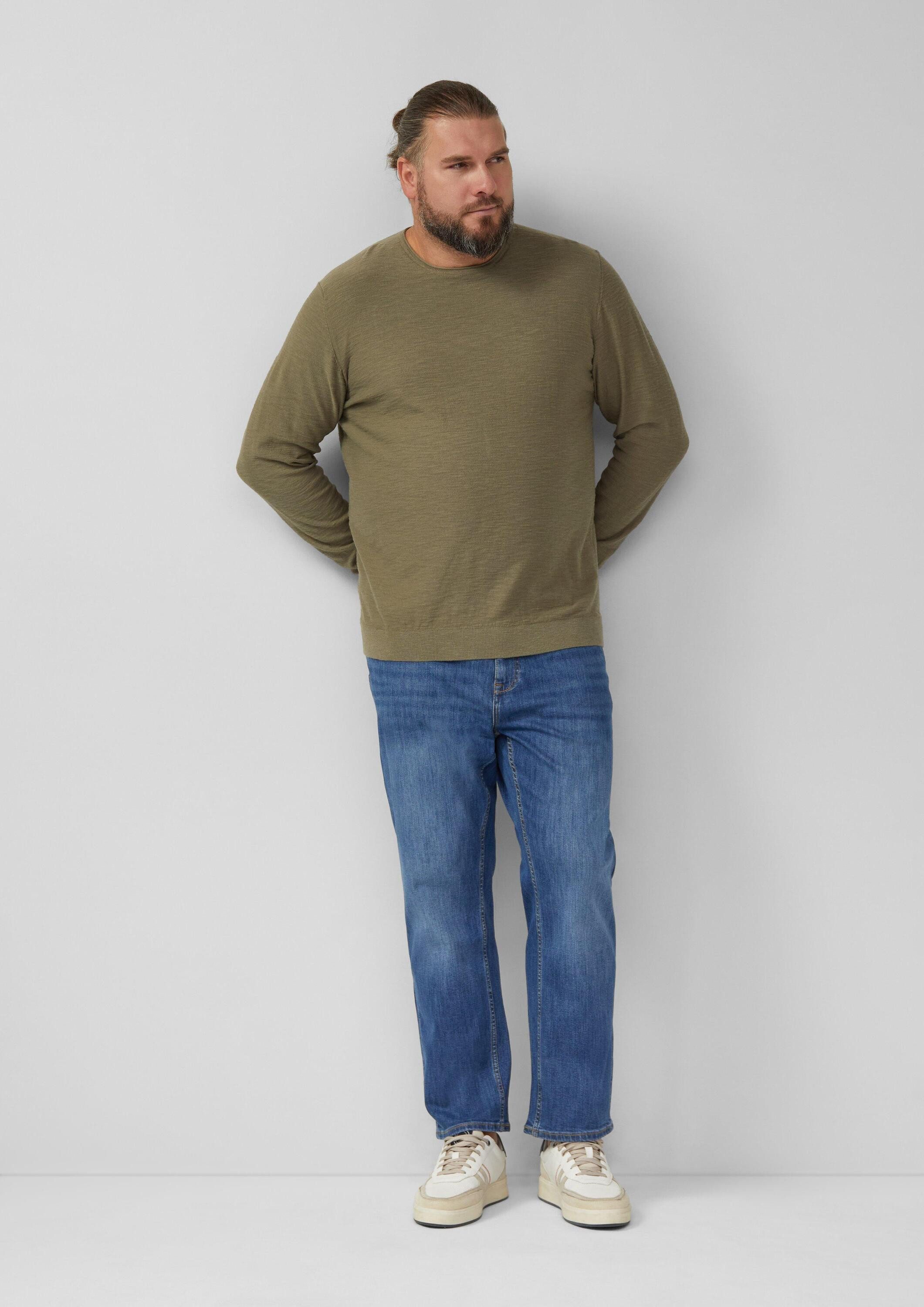 s.Oliver Longpullover Strickpullover Strickpullover mit Flammgarnstruktur und Rollkante