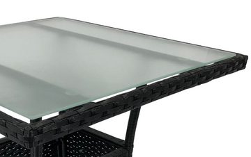 DEGAMO Gartentisch PIENZA (1-St), 60x60cm, Polyrattan schwarz, Tischplatte Glas