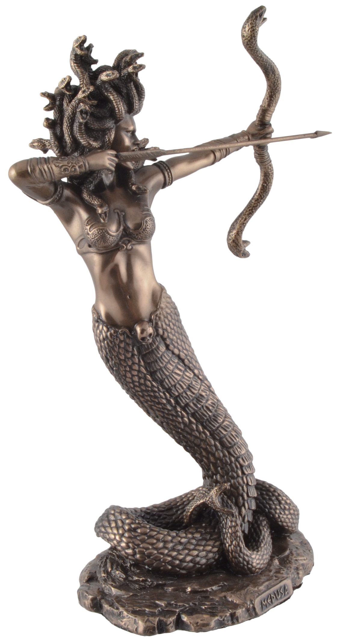 Vogler direct Gmbh Dekofigur Medusa und bronziert, Pfeil von 16x9x23cm - mit ca. by Bogen LxBxH: Hand Veronese