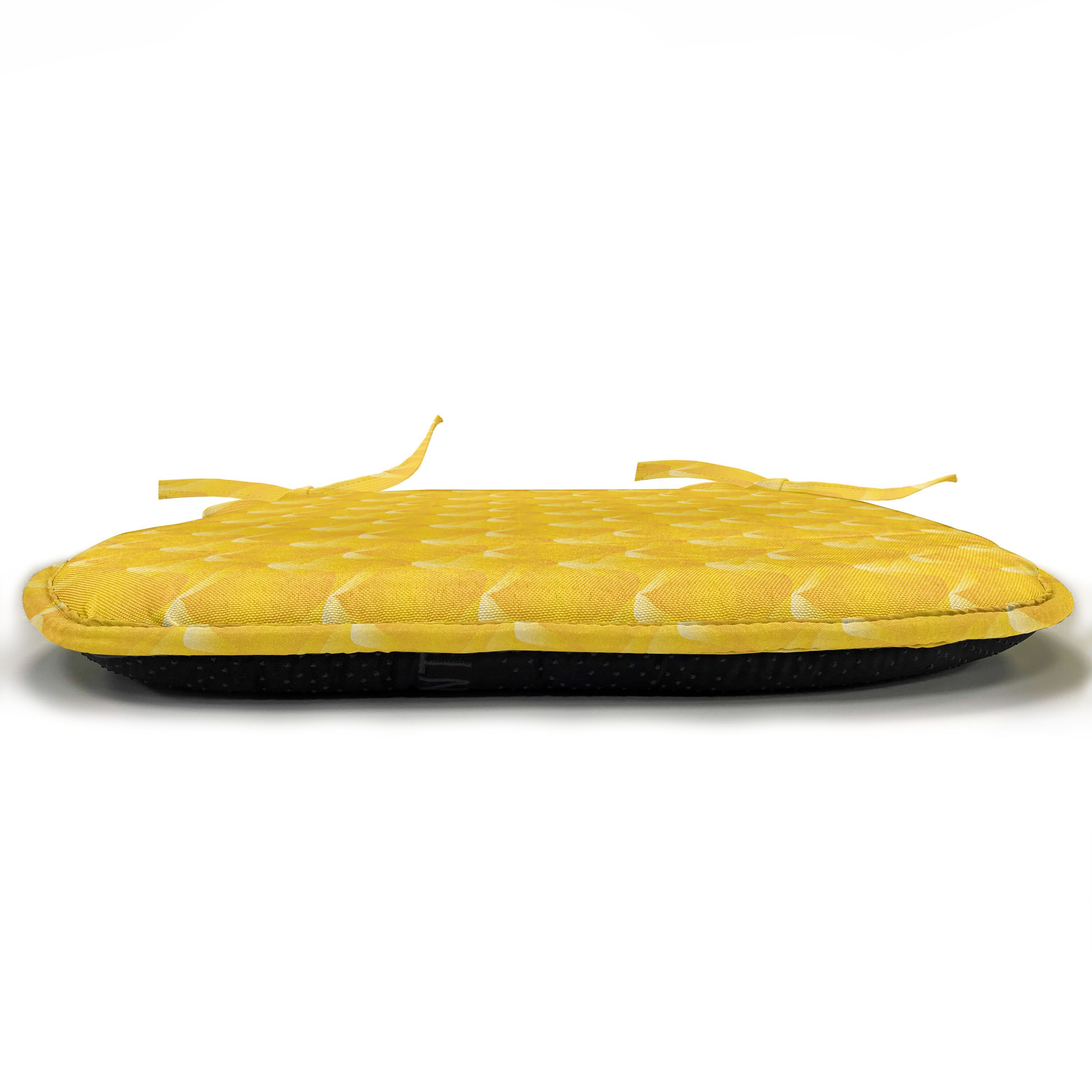 Gelb wirbelnde Linien Motive mit Riemen Dekoratives für und wasserfestes Abakuhaus Stuhlkissen Küchensitze, Kissen