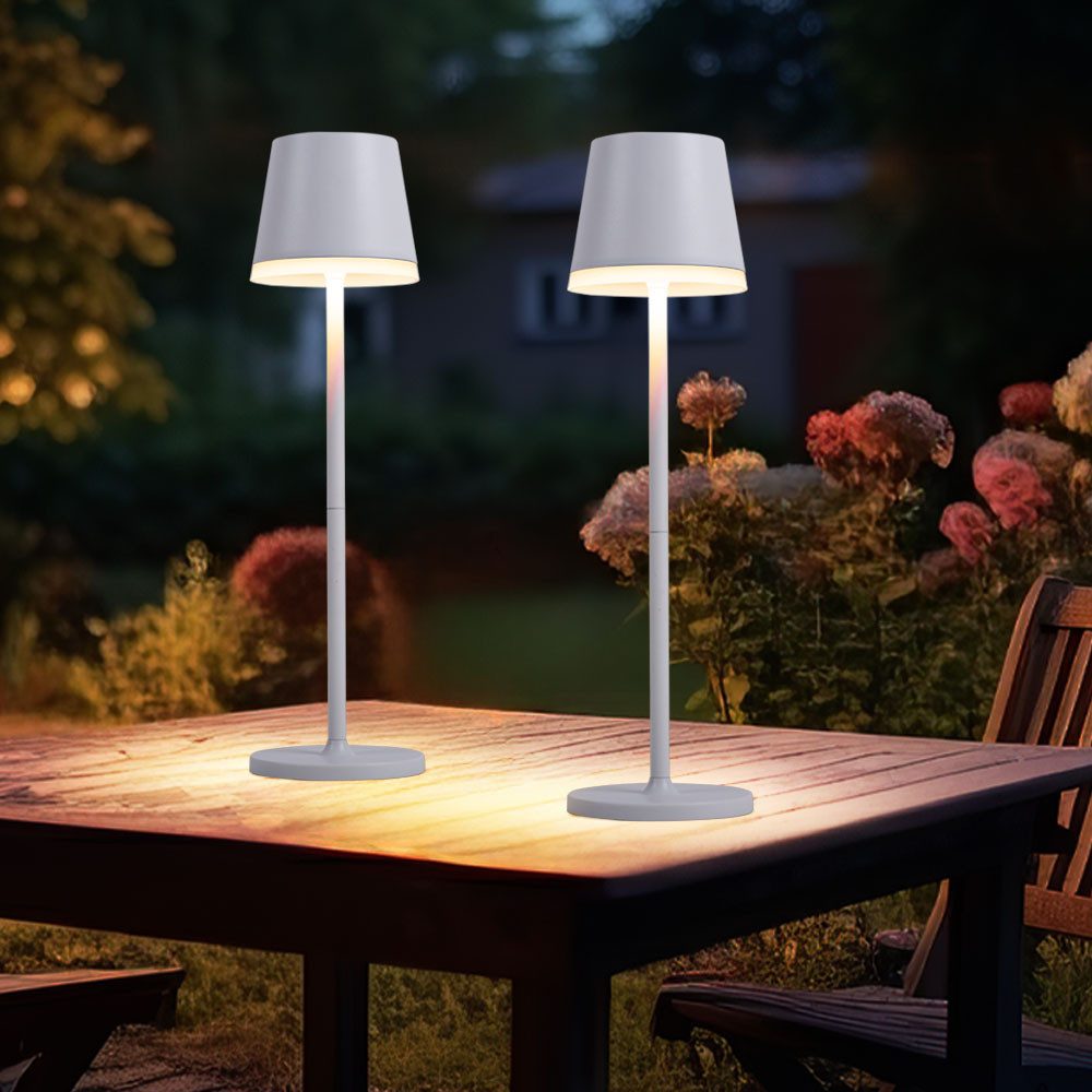 GLOBO LIGHTING LED Solarleuchte, LED-Leuchtmittel fest verbaut, Warmweiß, Solarleuchte LED Tischlampe Außenleuchte Gartenleuchte Metall 2x