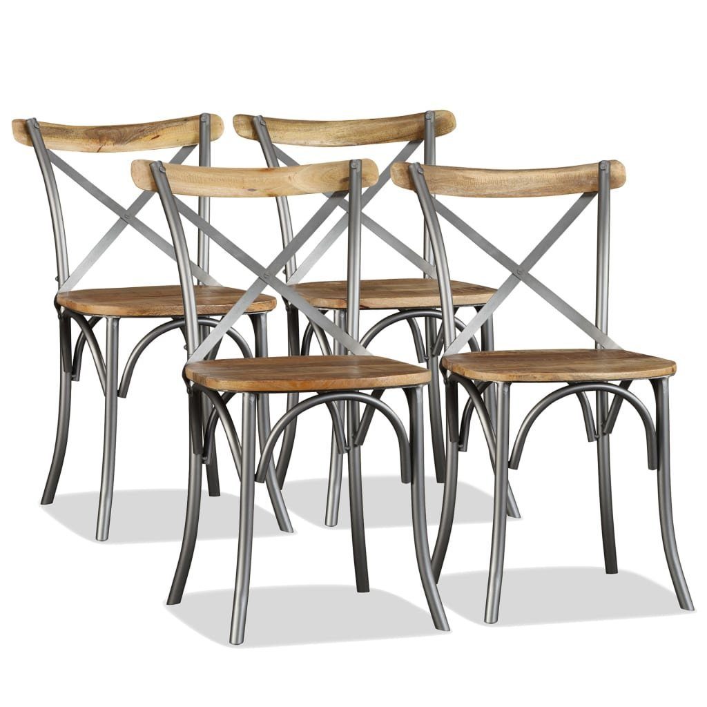 vidaXL Esszimmerstuhl Esszimmerstühle 4 Stk. holz Massiv und Stahl-Kreuzlehne (4 St)