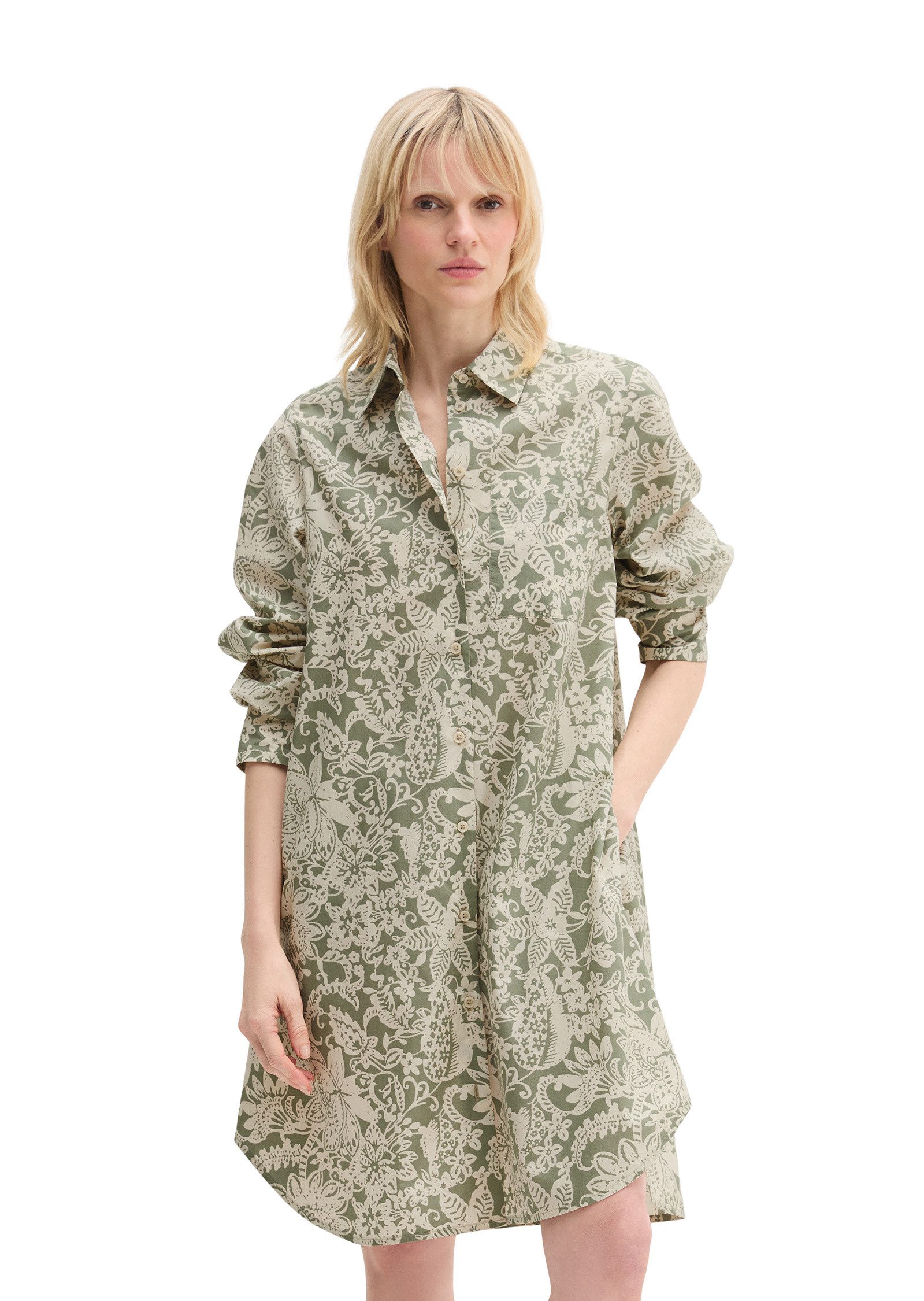 Marc O'Polo Hemdblusenkleid aus Papertouch-Popeline mit Allover-Print