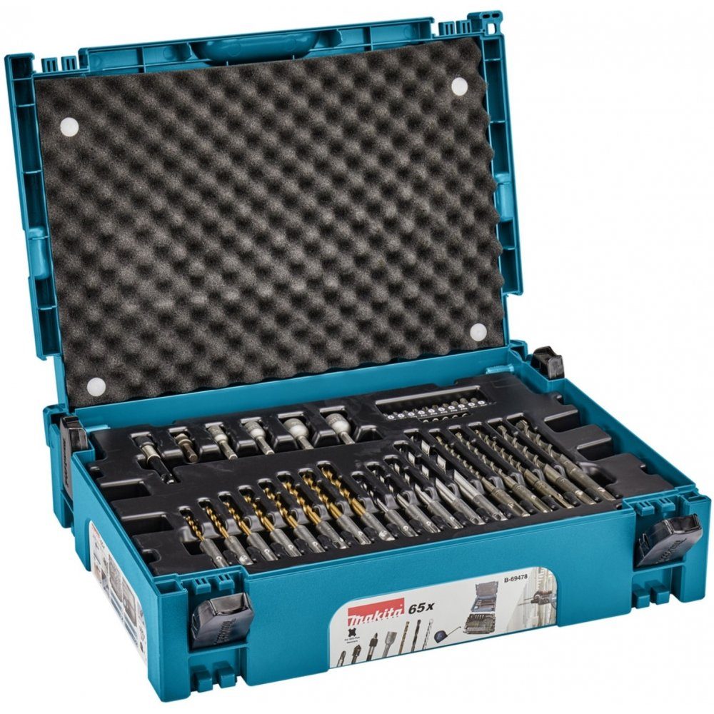 Makita Дрель- und Битыet B-69478 65-teilig - Дрель & Bit-Set - blau/silber