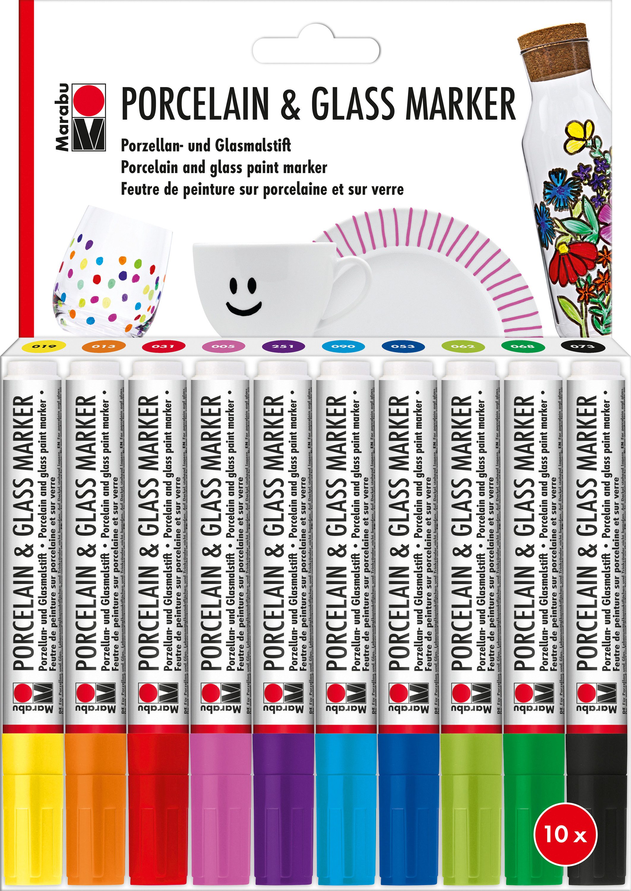 Marabu Aquarellstifte Porcelain & Glass Marker-Set, 10 x 3 mm