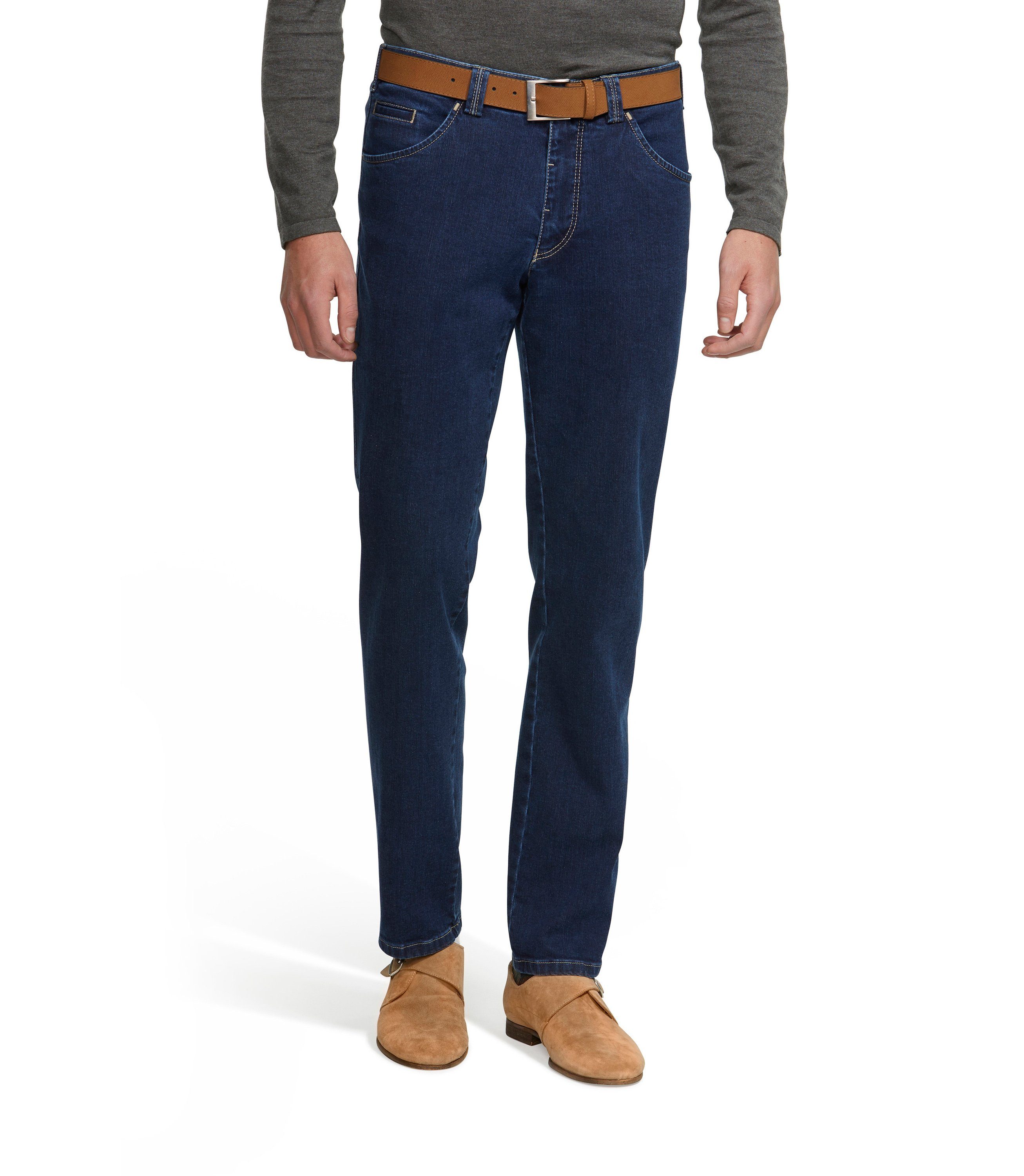 MEYER Slim-fit-Jeans Chino Dublin mit Stretch-Dehnbund blau