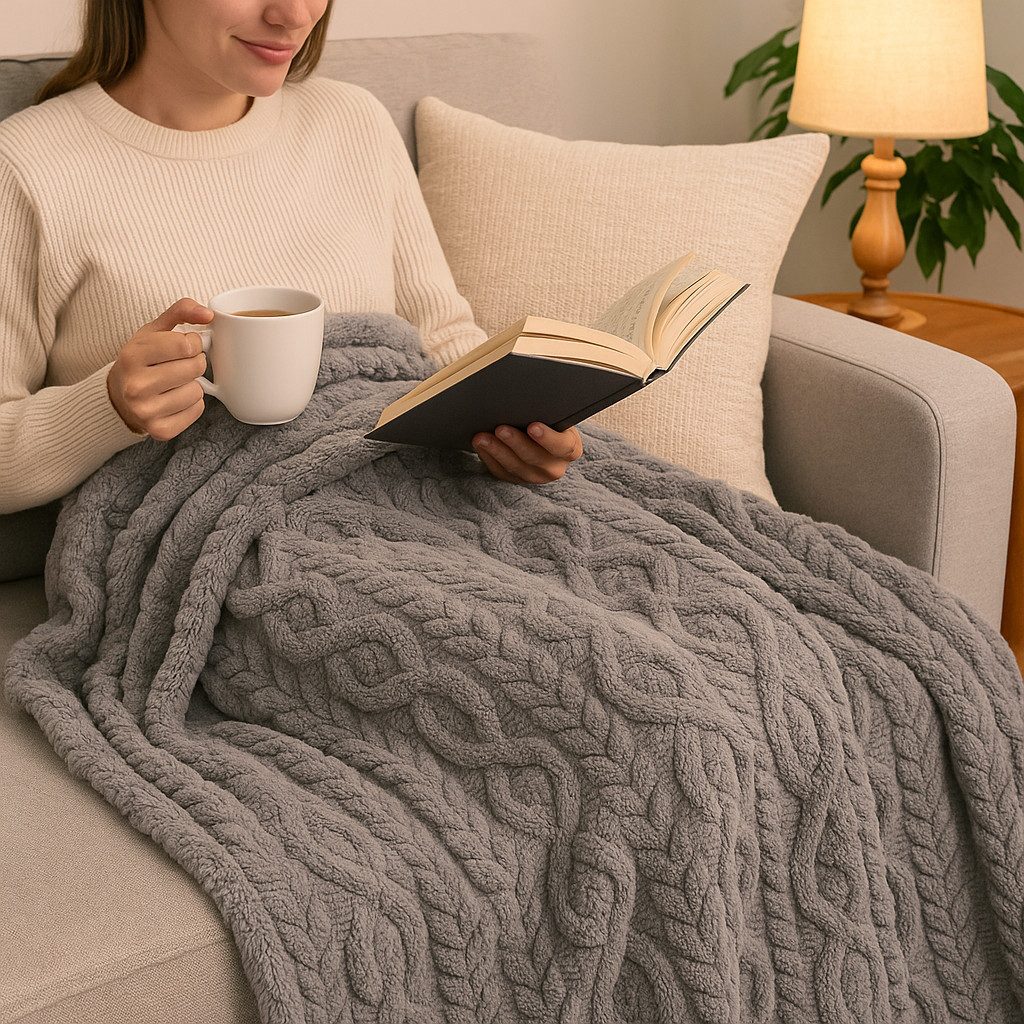 Wohndecke Kuscheldecke BOZEN Ornament Flauschig XXL Größe 150x200 cm, Betz, Wohndecke XXL Warm Sofadecke Decke Couch Fleecedecke