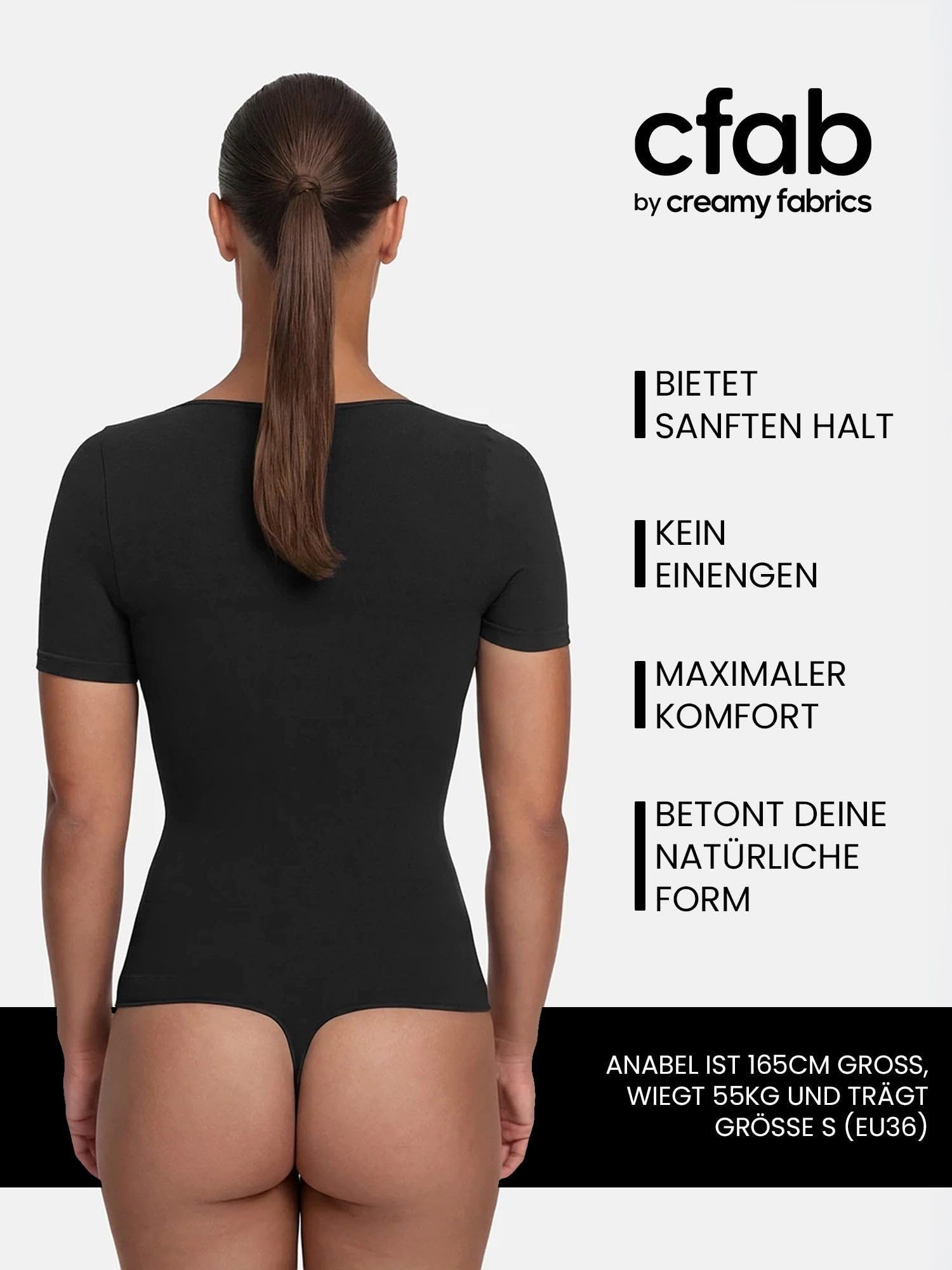 cfab (creamy fabrics) Miederbody T-Shirt Bodysuit Sculpting Shapewear mit String-Fire Red-L (1-tlg) Figurformend