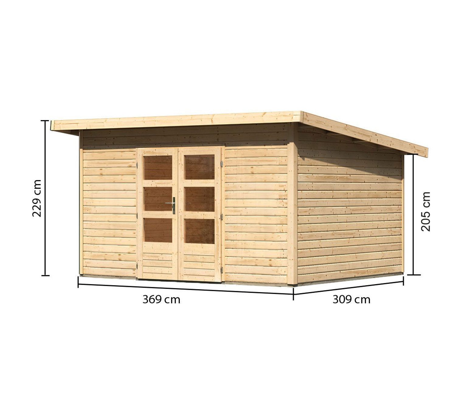 Karibu Gartenhaus Karibu Gartenhaus Northeim, 38 mm, 406 x 332 cm, Typ 4, natur, ohne Anbau