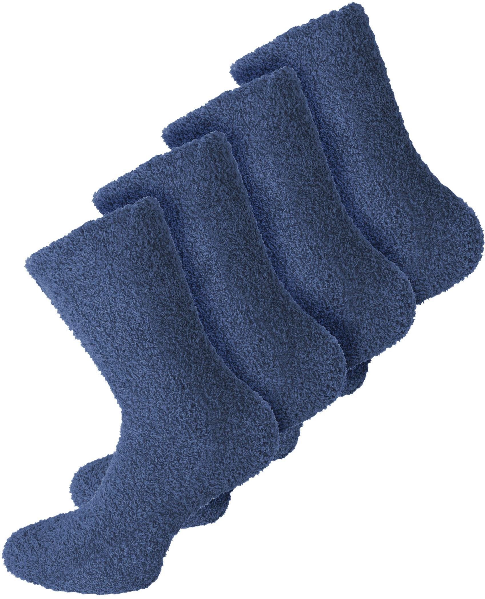 normani Kuschelsocken 4 Paar Kuschel-Socken für Damen und Herren (2 Paar) weicher Gummibund Navy