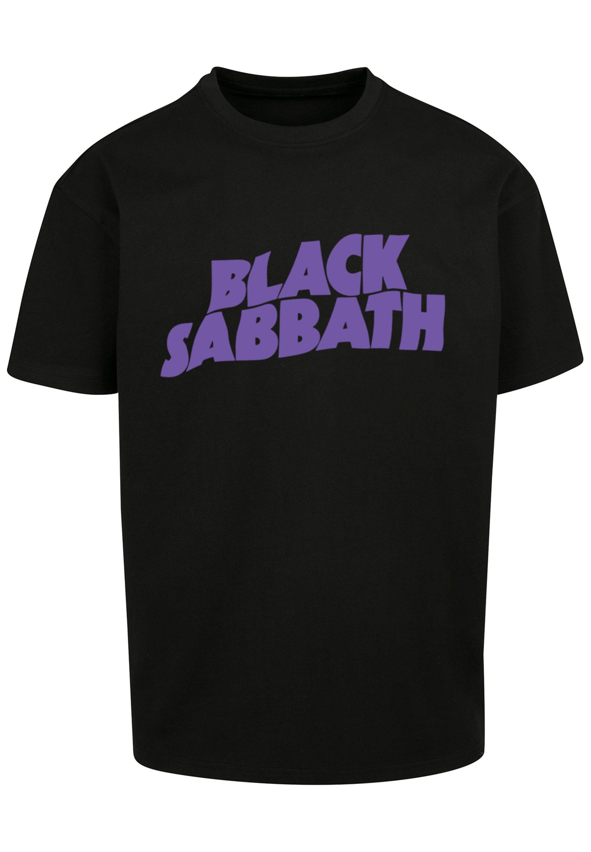 Black F4NT4STIC Logo Heavy schwarz Wavy T-Shirt Band Sabbath Black Print Metal