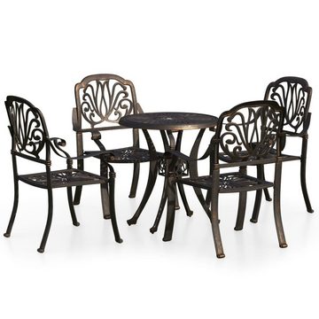 vidaXL Garten-Essgruppe 5-tlg Bistro-Set Aluminiumguss Bronzen Sitzgruppe Set