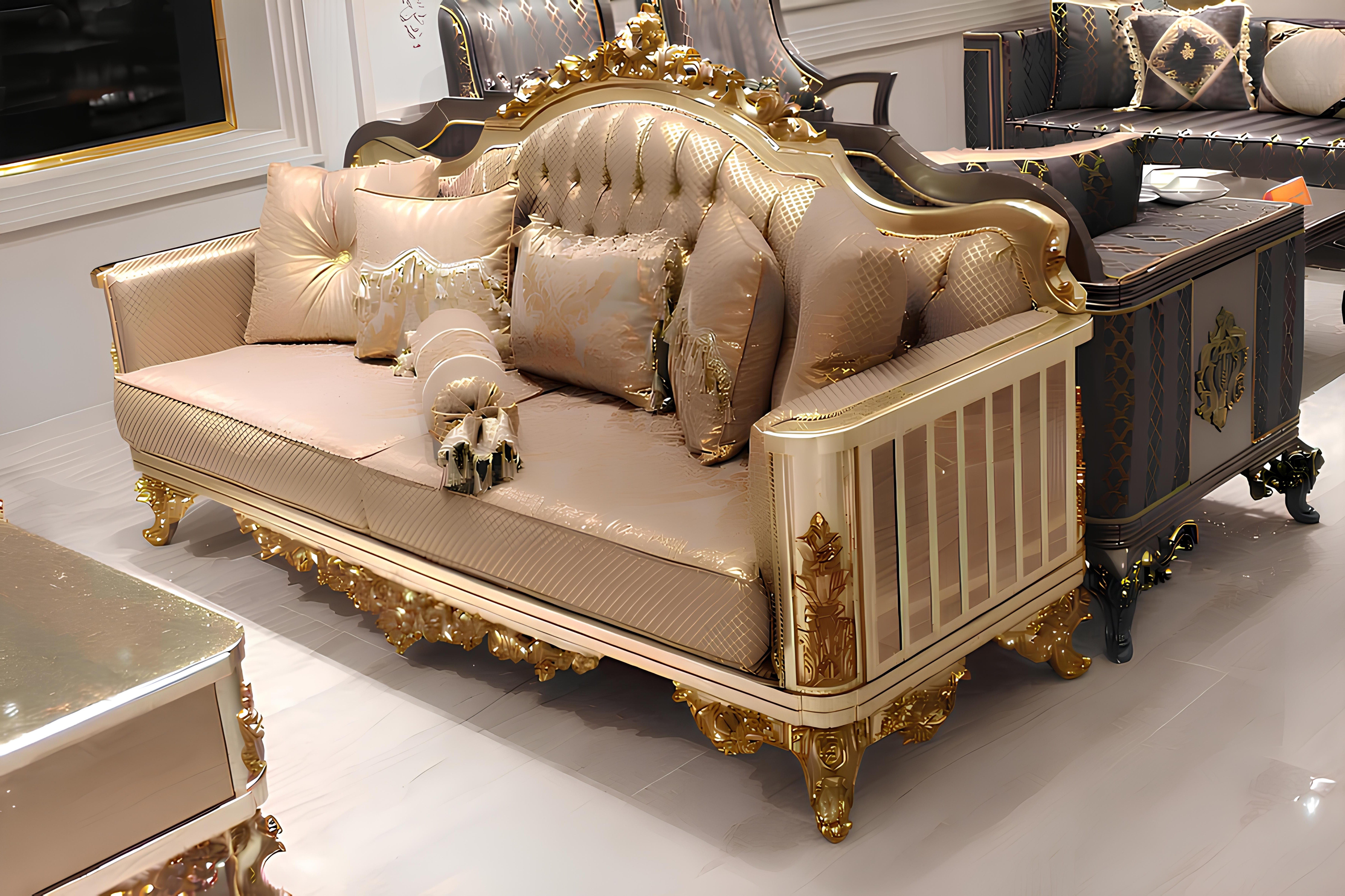 Xlmoebel Polstergarnitur Sofagarnitur 3311 mit Couchtisch, Textil und Holz, Komplettset, (5-tlg), Made in Europa