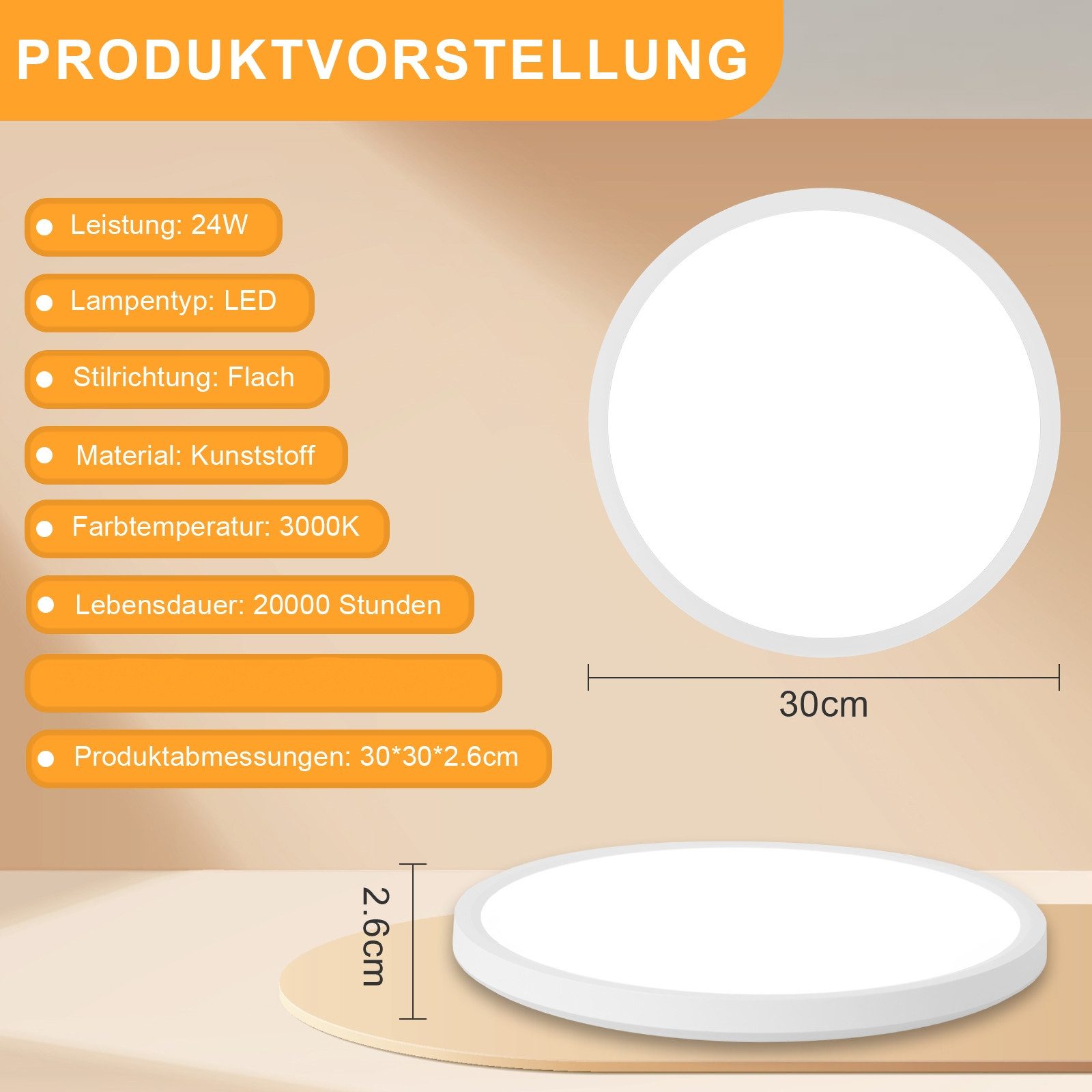 ZMH LED Deckenleuchte Wohnzimmer Ø22//30CM Modern günstig online kaufen