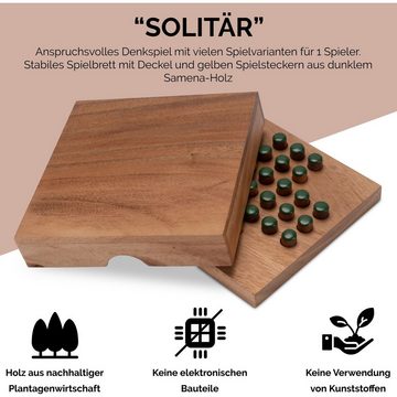 Logoplay Holzspiele Spiel, Solitär Gr. L - grüne Stecker - Spielfeld 13 x 13 cm - Solitaire - KnobelspielHolzspielzeug