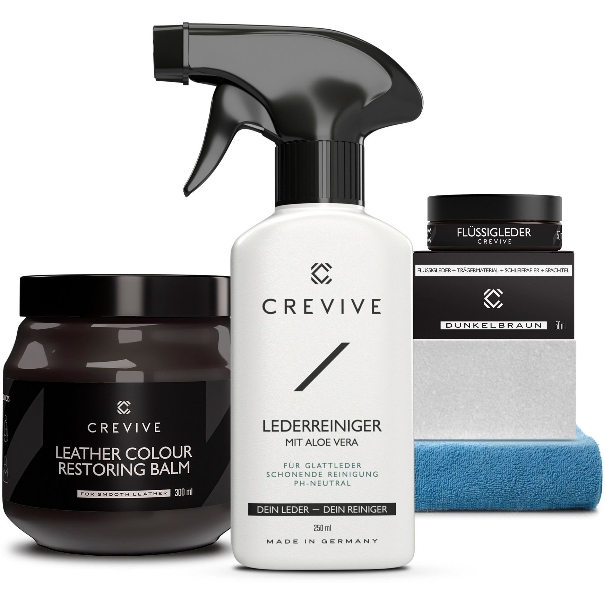 Flüssigleder 50 ml + Lederreiniger 250 ml + Lederbalsam 300 ml; Lederpflegeset
