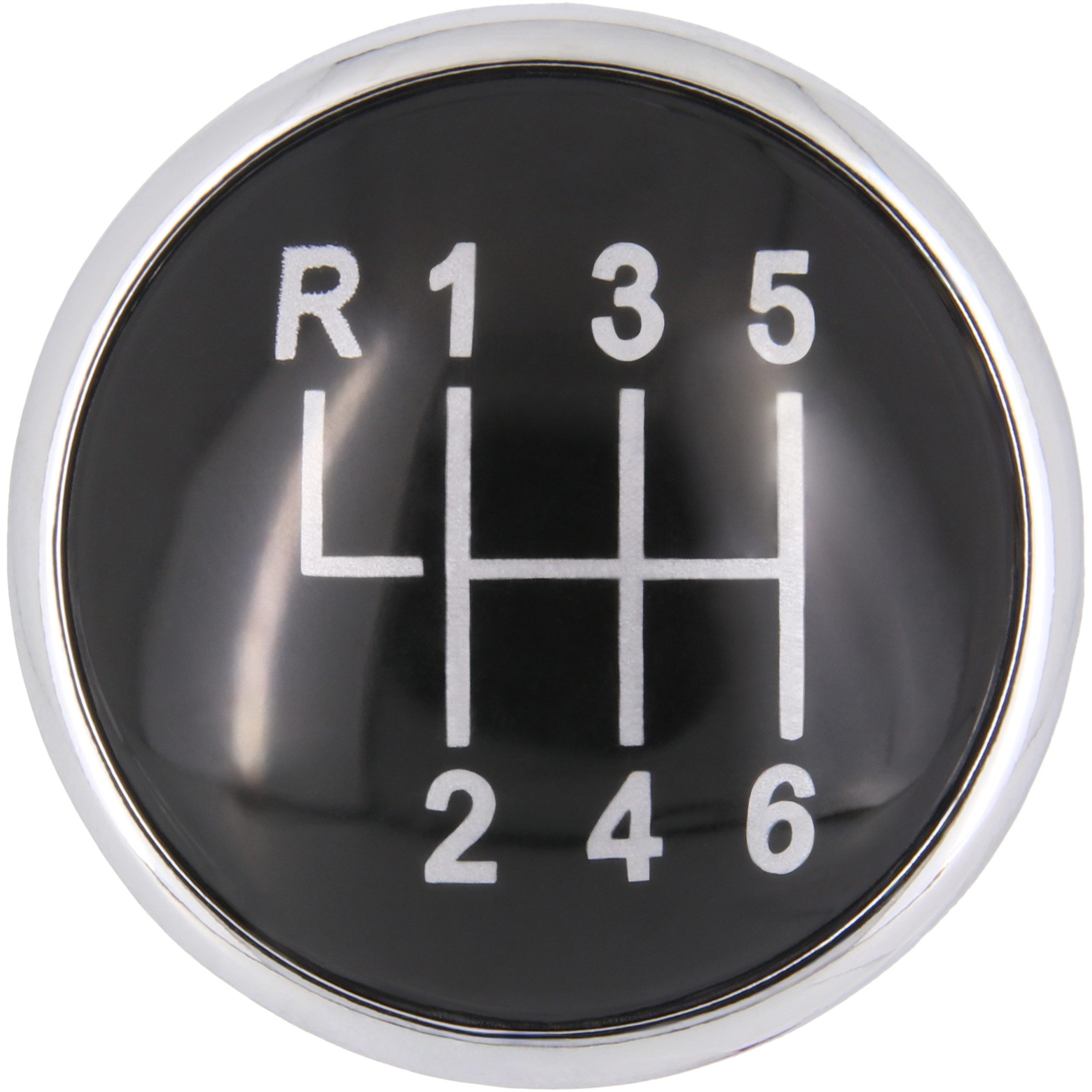 RECAMBO Schalthebel Schaltknauf Kappe Emblem Abdeckung 6 Gang für VW Bora, 1J, 1998-2004, Plug & Play, schwarz - chrom – Bild 2 von 5