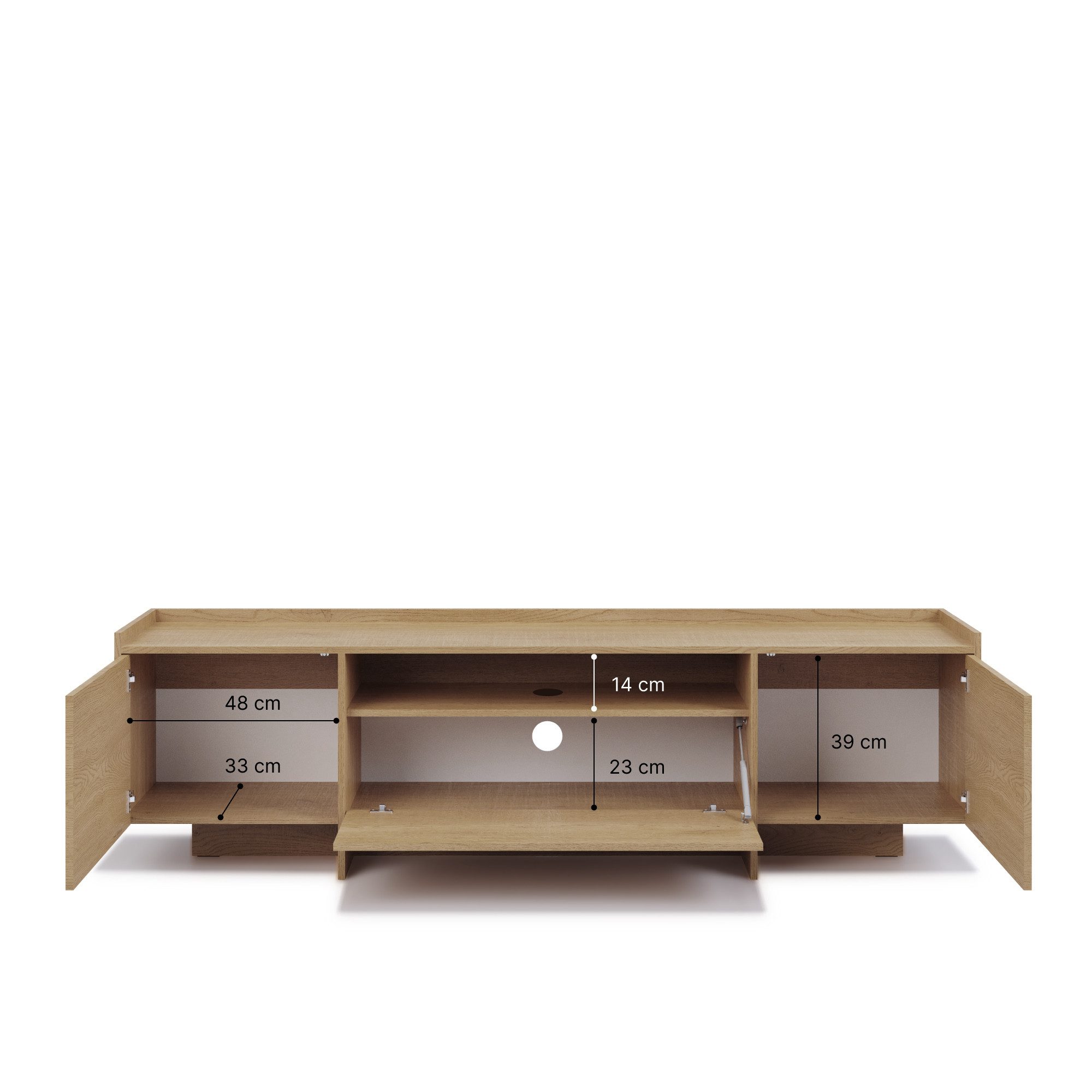Beautysofa Wohnzimmer-Set JUNI, (im Japandi-Stil, Push-to-Open-Funktion), Kommode + TV-Schrank