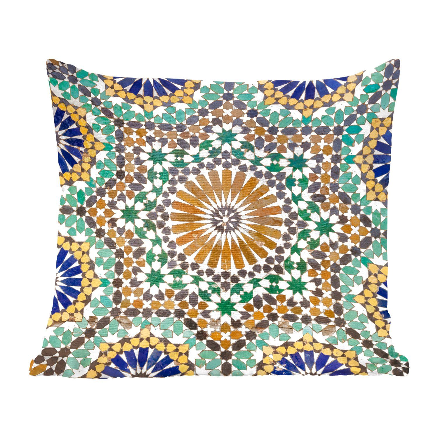 MuchoWow Dekokissen Eine Nahaufnahme eines marokkanischen Mosaiks, Zierkissen mit Füllung für Wohzimmer, Schlafzimmer, Deko, Sofakissen