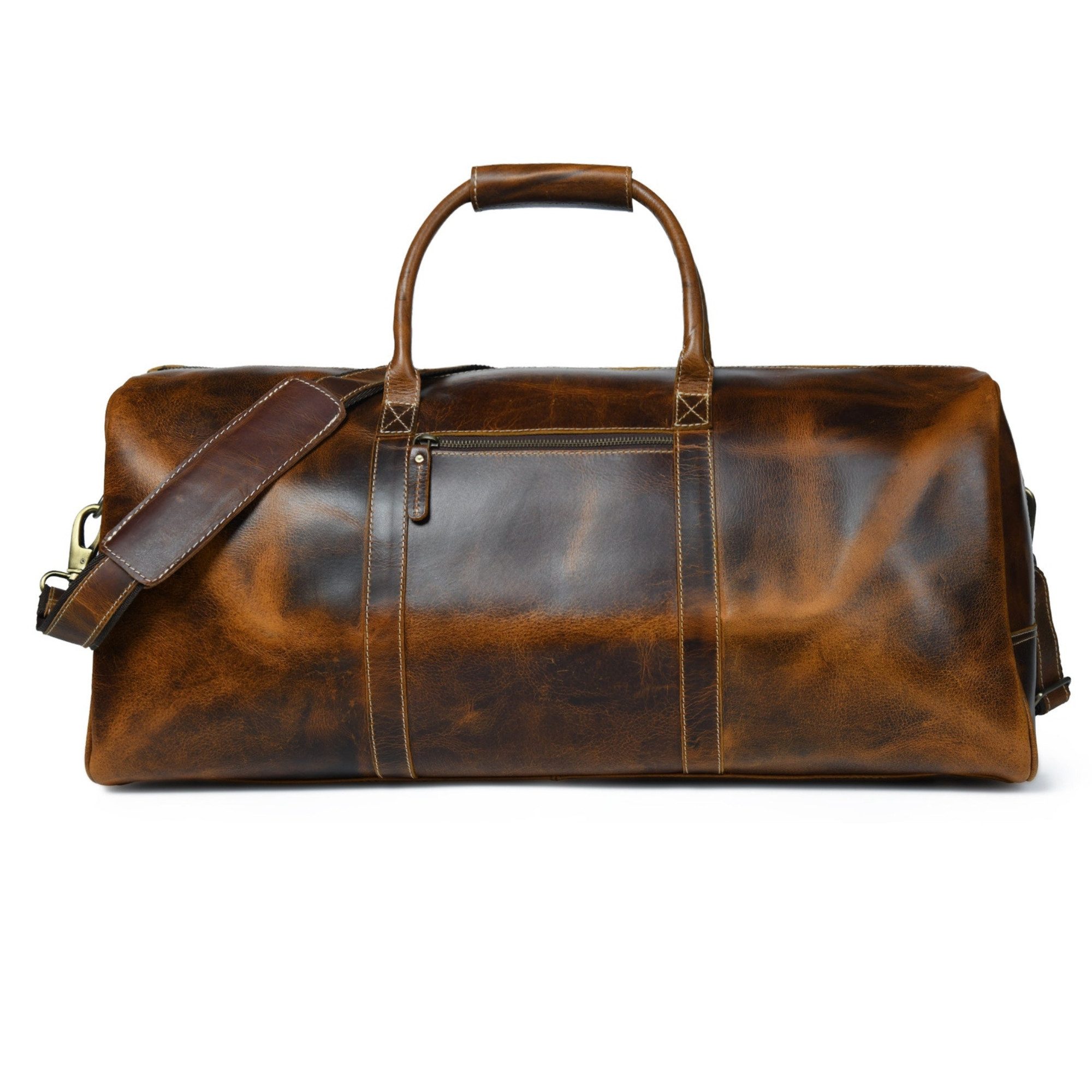 Ella Eisvogel Weekender Premium Leder Weekender Reisetasche Vintage Braun mit Schultergurt, Luxus Weekender Reisetasche, Oberklasse