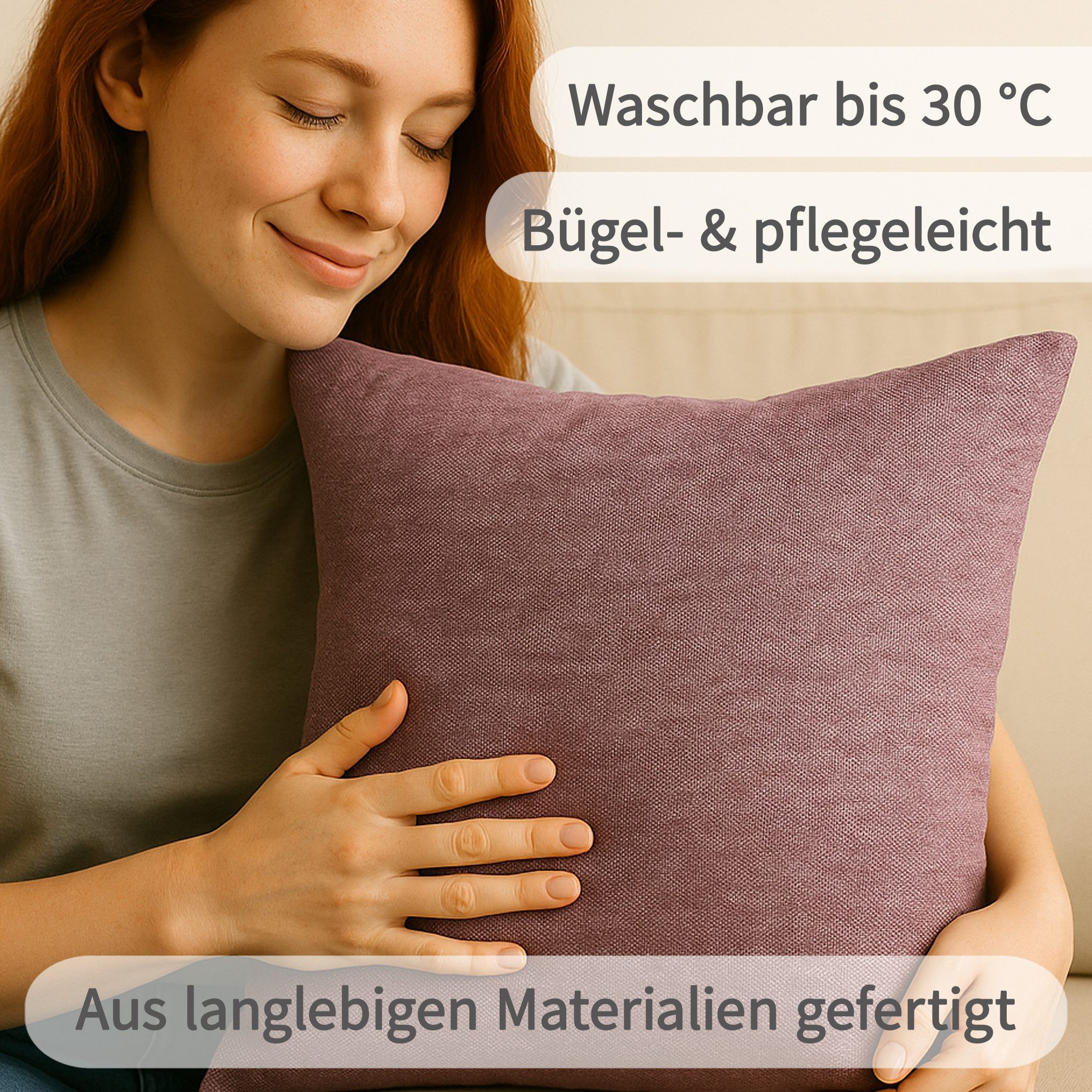 matches21 HOME & HOBBY Kissenbezüge 2er Set Kissenhüllen 45x45 cm beige meliert als weiche Dekokissen, (2 Stück), Zierkissen-Bezüge für Sofa-Kissen, Couch-Kissen