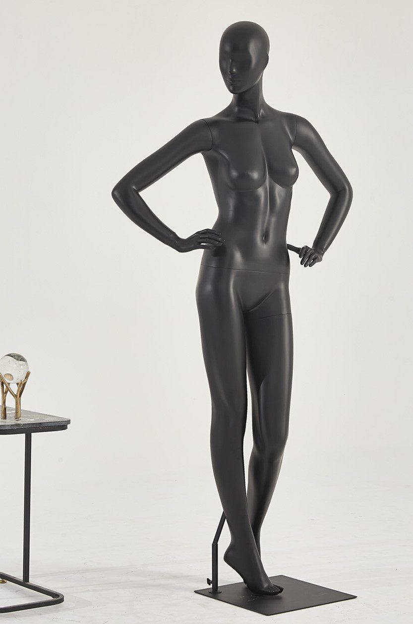 Eurohandisplay Schaufensterpuppe Schaufensterpuppe schwarz matt Mann oder Frau Nase Mund geformt, Schaufensterpuppe