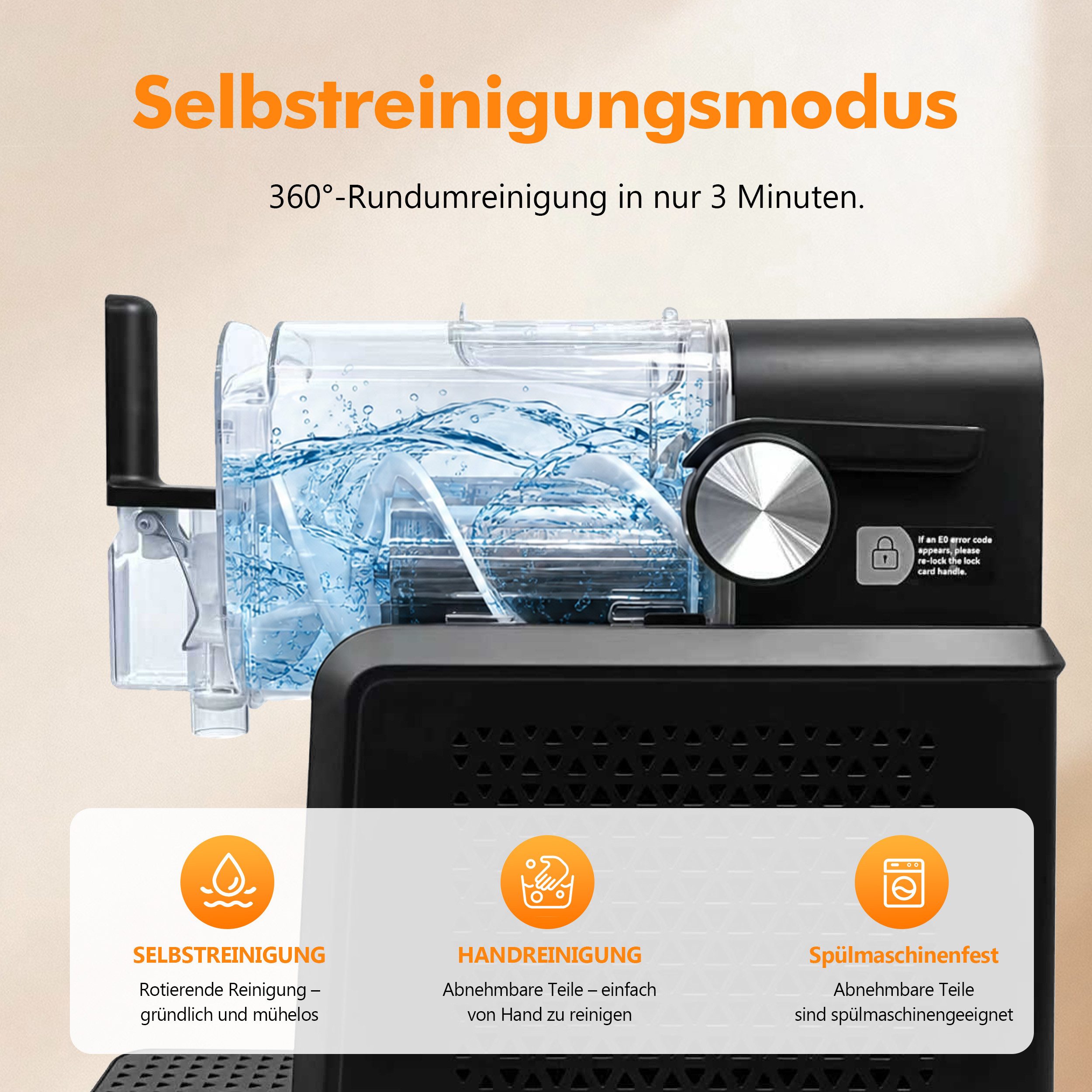 Sinaopus Slush-Eismaschine ohne Eiswürfel, 7 Programme + Selbstreinigung, Farbiges Touchdisplay, 1,8 l, 200 W, 360°-Rühren + 10 Konsistenzstufen, für Eiscreme,  – Bild 3 von 5