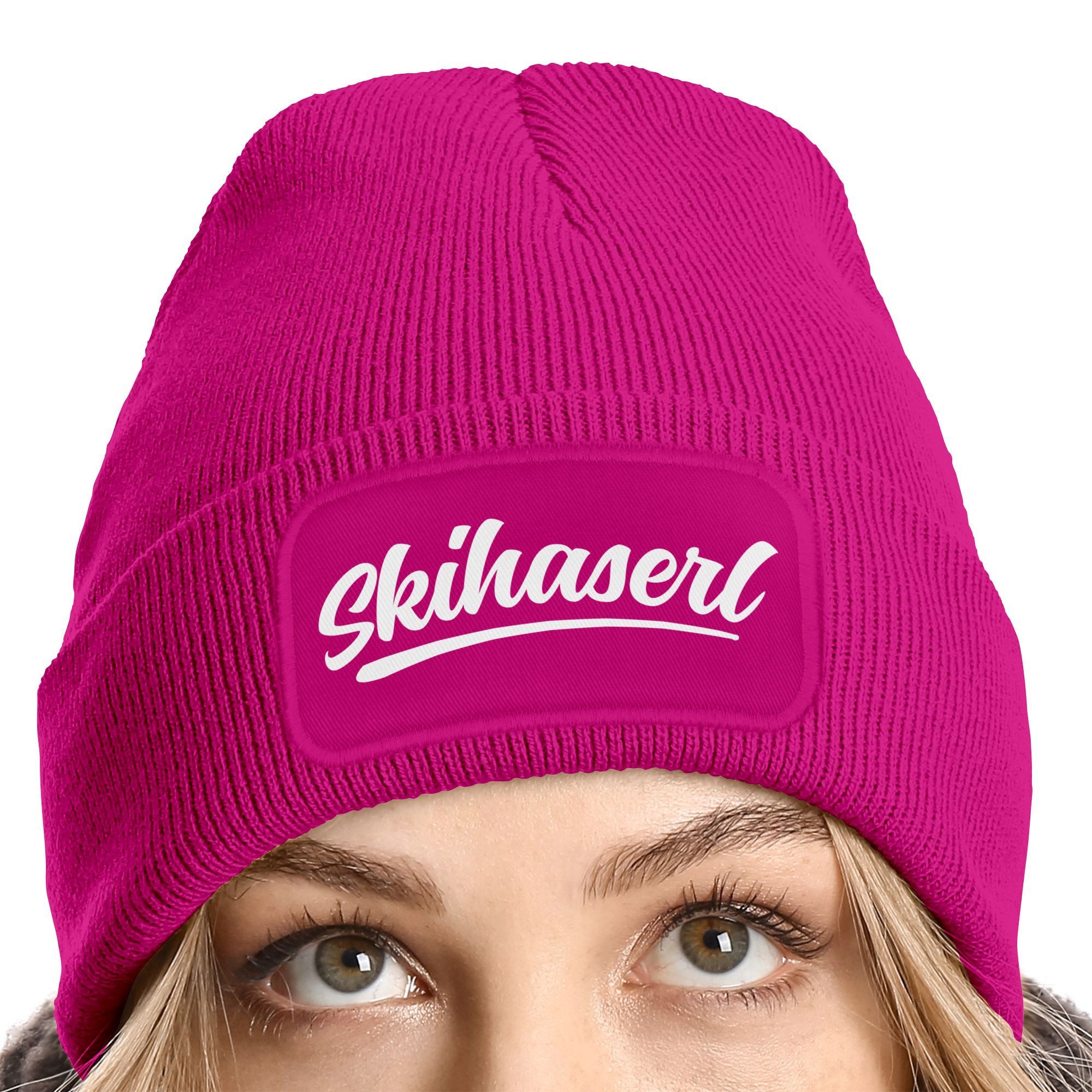 MoonWorks Strickmütze Damen Beanie mit Patch Skifahren Strickmütze mit Spru günstig online kaufen