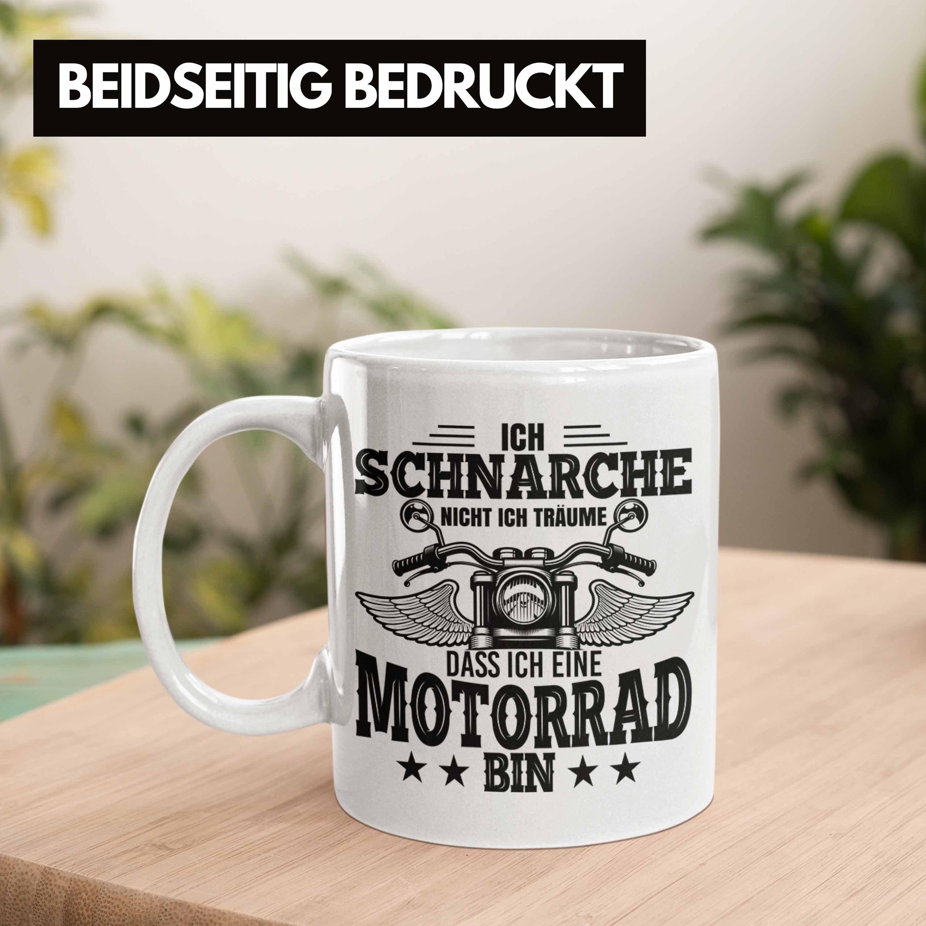 Trendation Tasse Trendation - Spruch Tasse Geschenk Weiss Motorrad-Fahrer Nicht Ich Schnarche