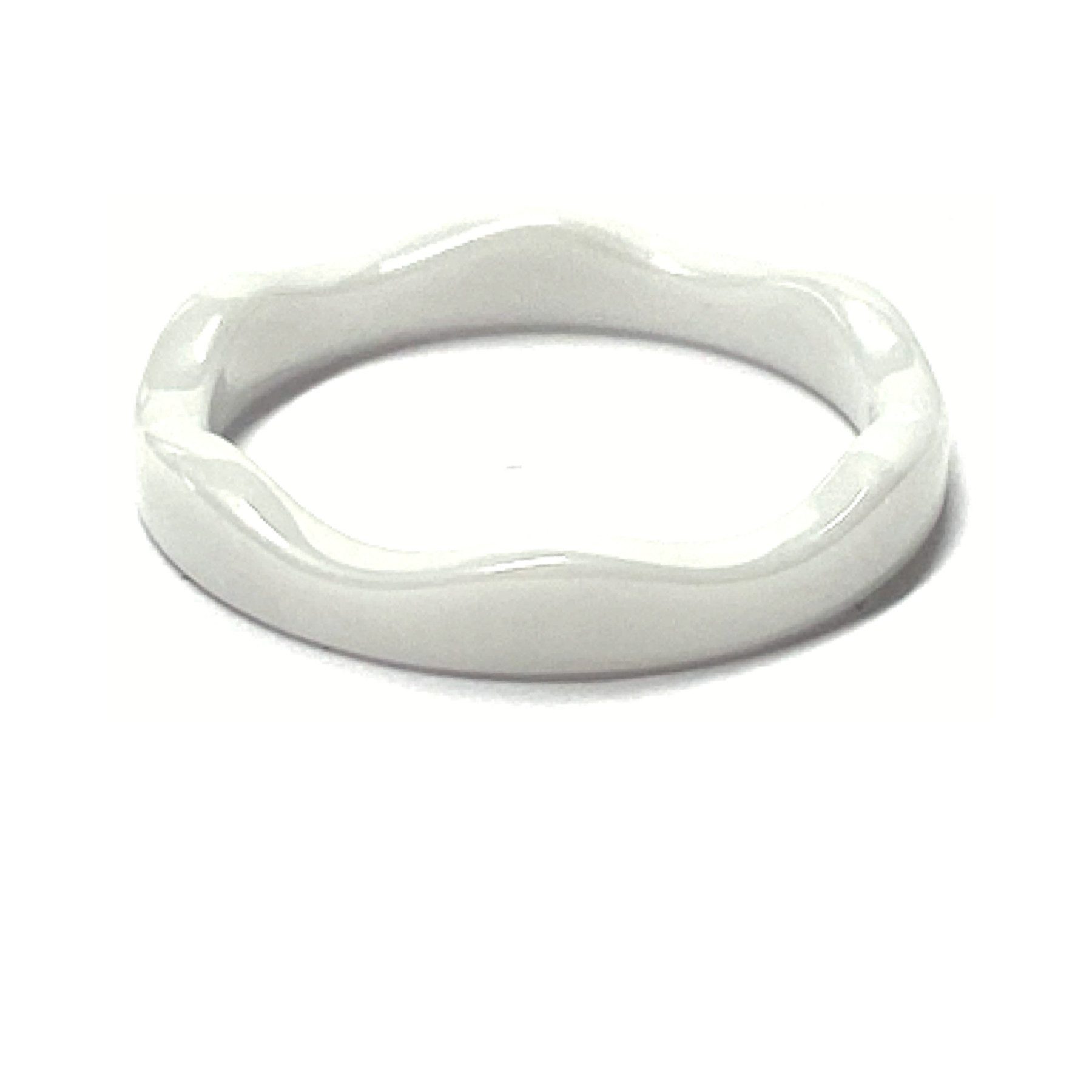 Edelschmiede925 Fingerring Keramik Ring weiß 3,5mm gewellt Bandring Ehering Vorsteckring #58