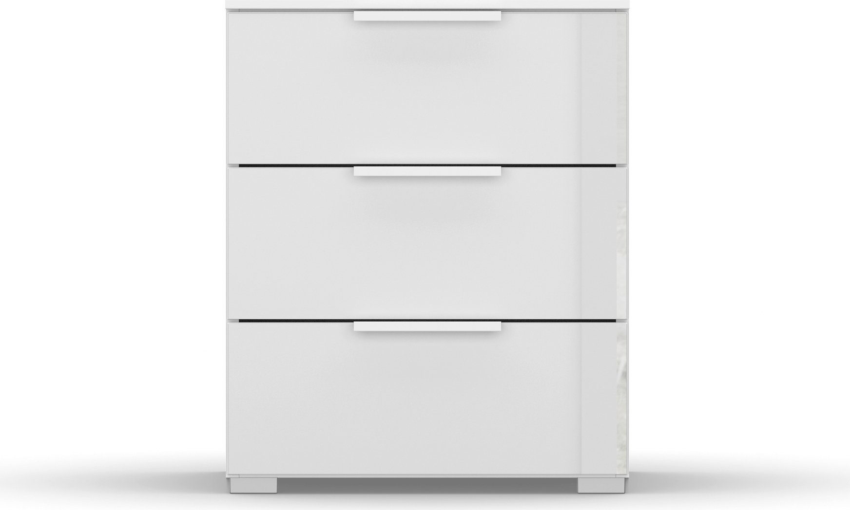 rauch Nachtkommode Nachttisch Nachtkonsole Nachtschrank SKAT MERIDIAN (inkl. SOFT-CLOSE-FUNKTION), mit 3 Schubladen mit Glasfront in elegantem Design MADE IN GERMANY