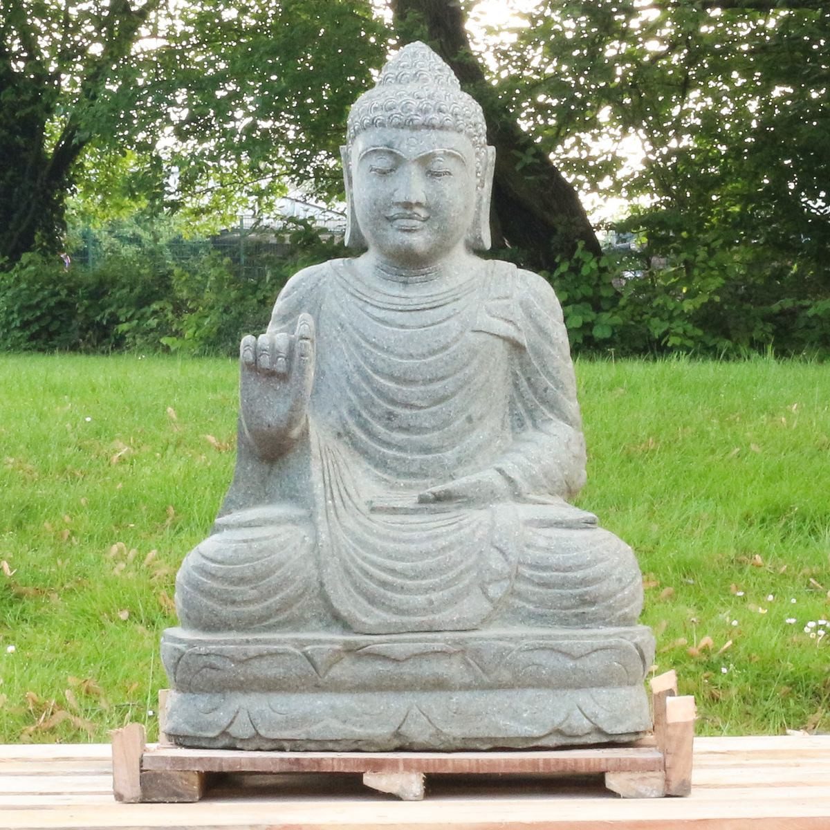 Oriental Galerie Dekofigur Buddha Figur sitzend Steinfigur Greenstone Massiv Abaya 75 cm (1 St), Wetterfest, groß, Garten