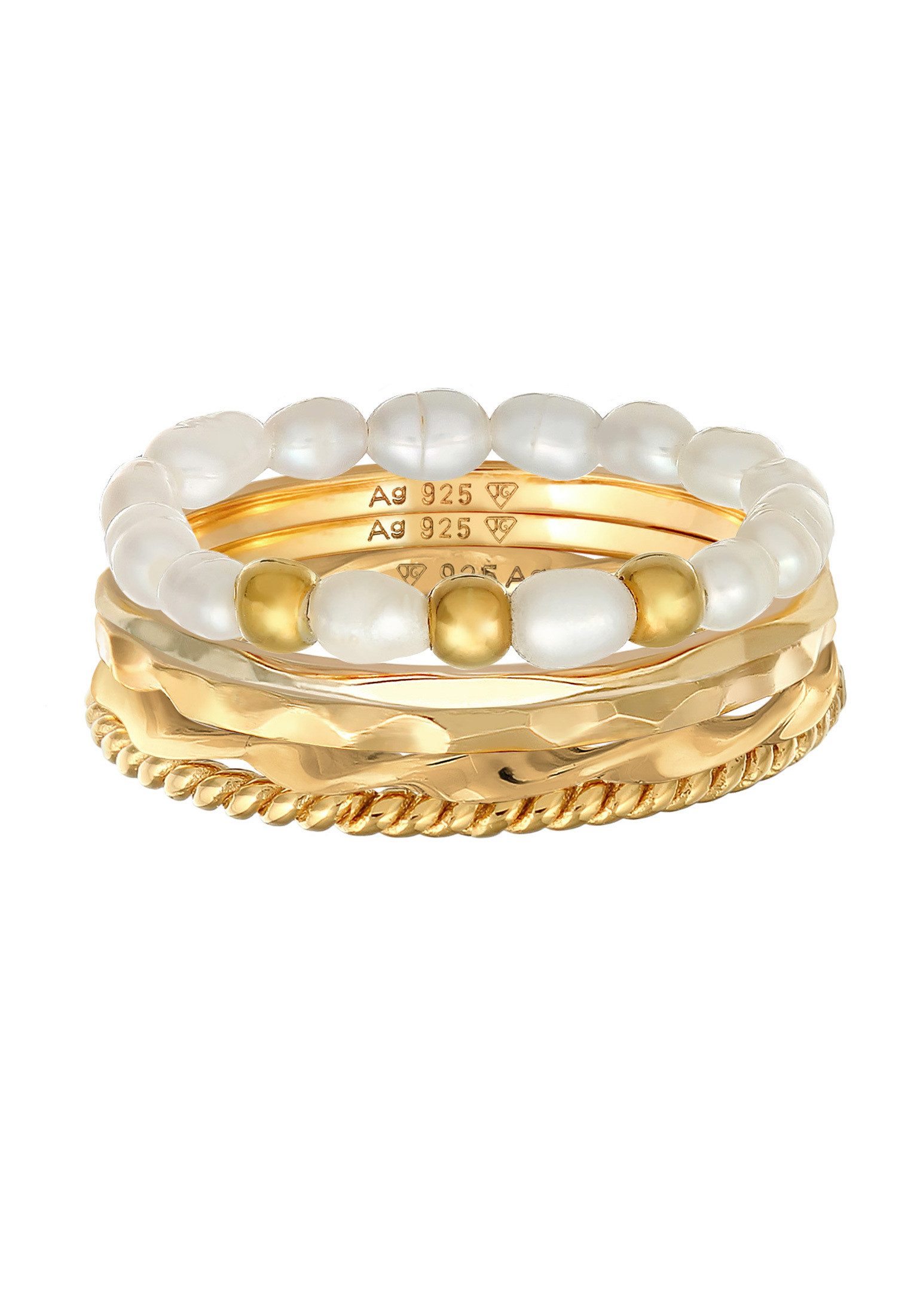 Elli Ring-Set Süßwasserperlen Basic 5er- Set 925 Silber günstig online kaufen