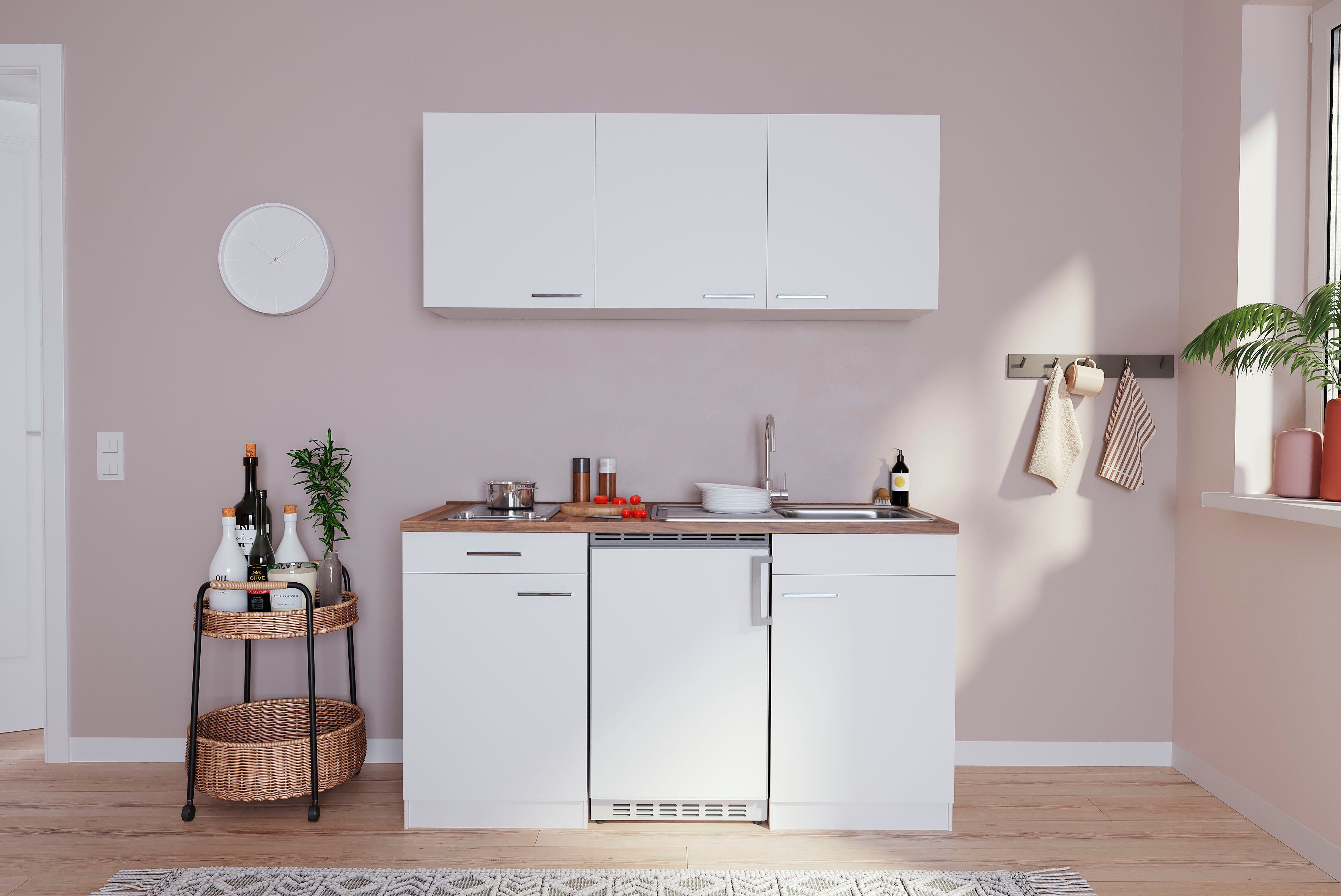RESPEKTA Küchenzeile Gand aus der Serie Luis, mit E-Geräten, Gesamtbreite 150 cm weiß