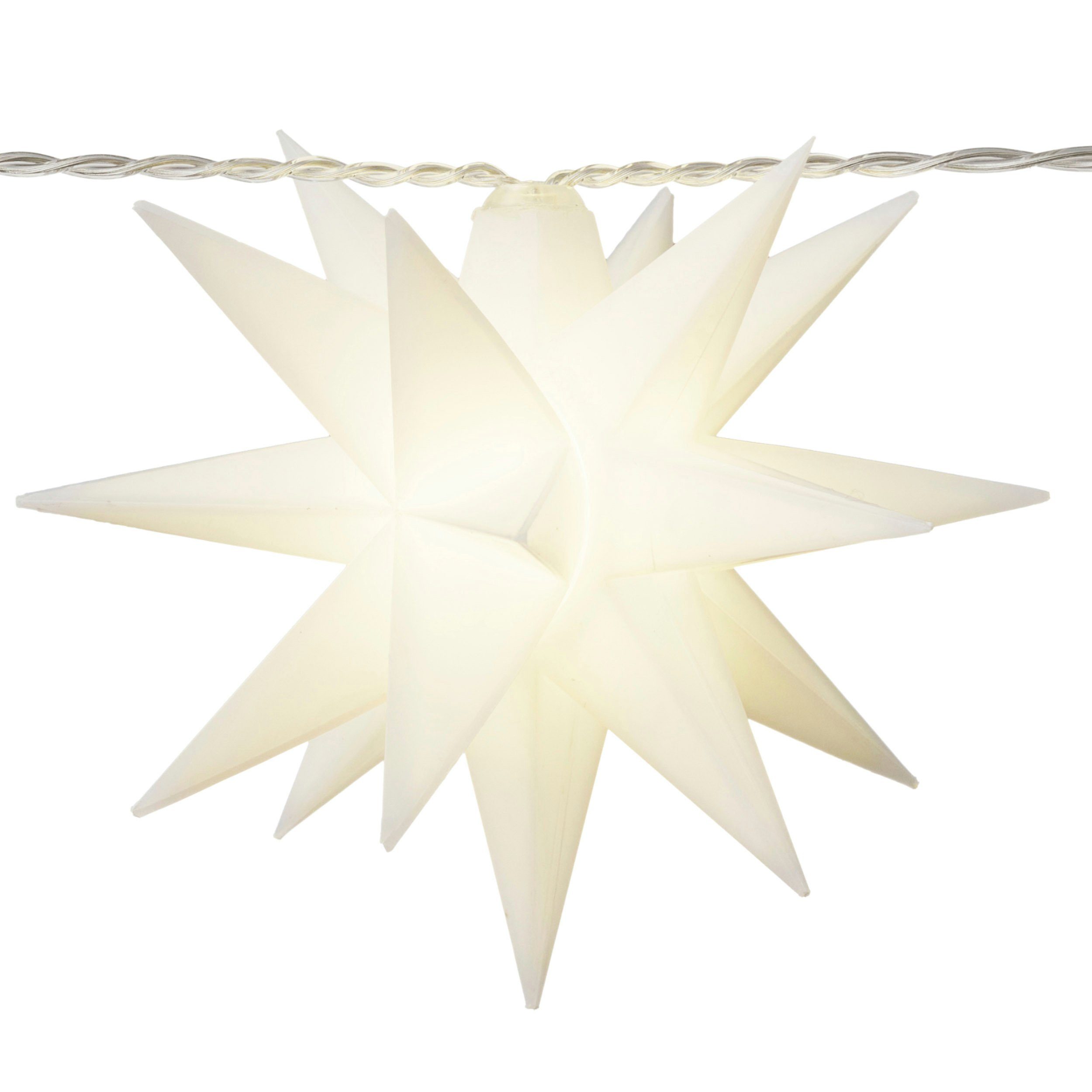 kamelshopping LED-Lichterkette 3D Leuchtstern Lichterkette mit 10 LED-Sternen, ca. 6,75m + Zuleitung, Timerfunktion, für Innenbereich & Außenbereich – Bild 3 von 5