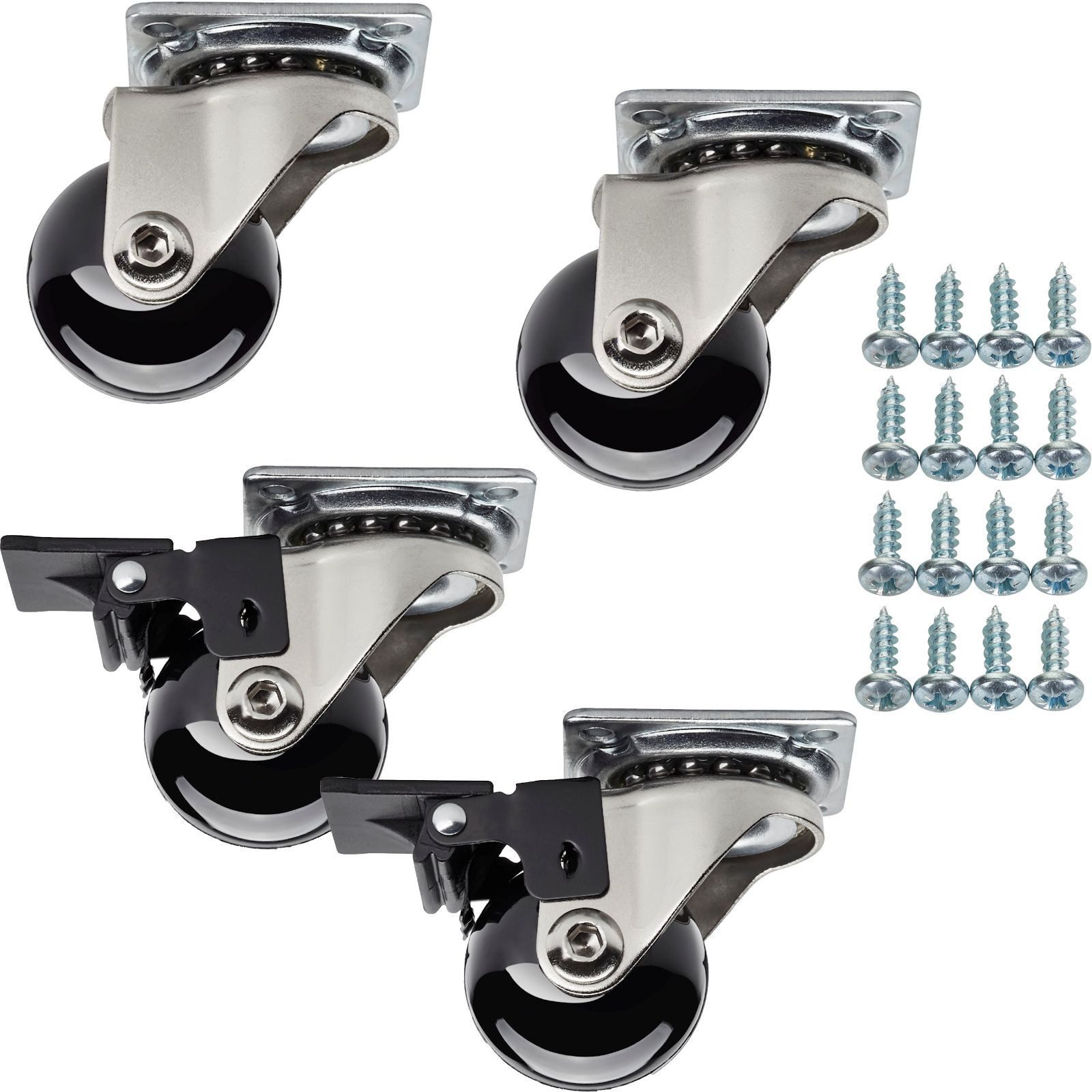 SO-TECH® Möbelrolle Lenkrollen SWIFT inkl. Schrauben, belastbar bis 35 kg / St., (4-St), Ø 35 mm, schwarz,mit / ohne Bremse (Feststeller)