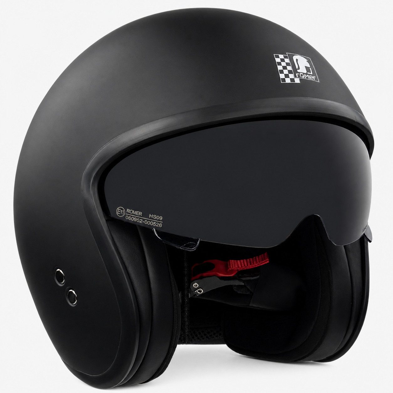 RÖMER HELME Motorradhelm RR10701 - Jethelm mit Sonnenvisier + gratis klarem Visier, mattschwarz, Sonnenblende & klares Visier auswechselbar