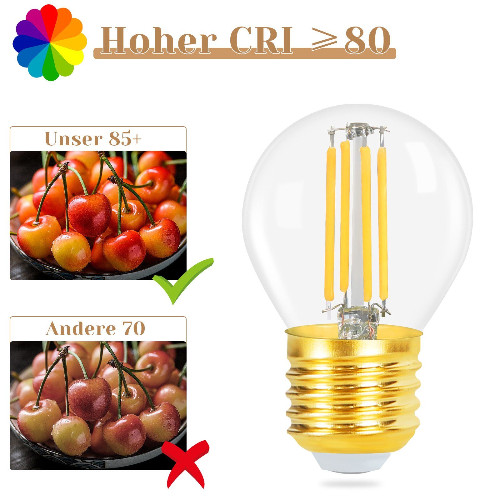 Nettlife LED-Leuchtmittel E27 6 stück Vintage Edison Glühlampe, E27, 6 St., Warmweiß, Hauses Restaurants Wohnzimmers Cafés – Bild 5 von 5